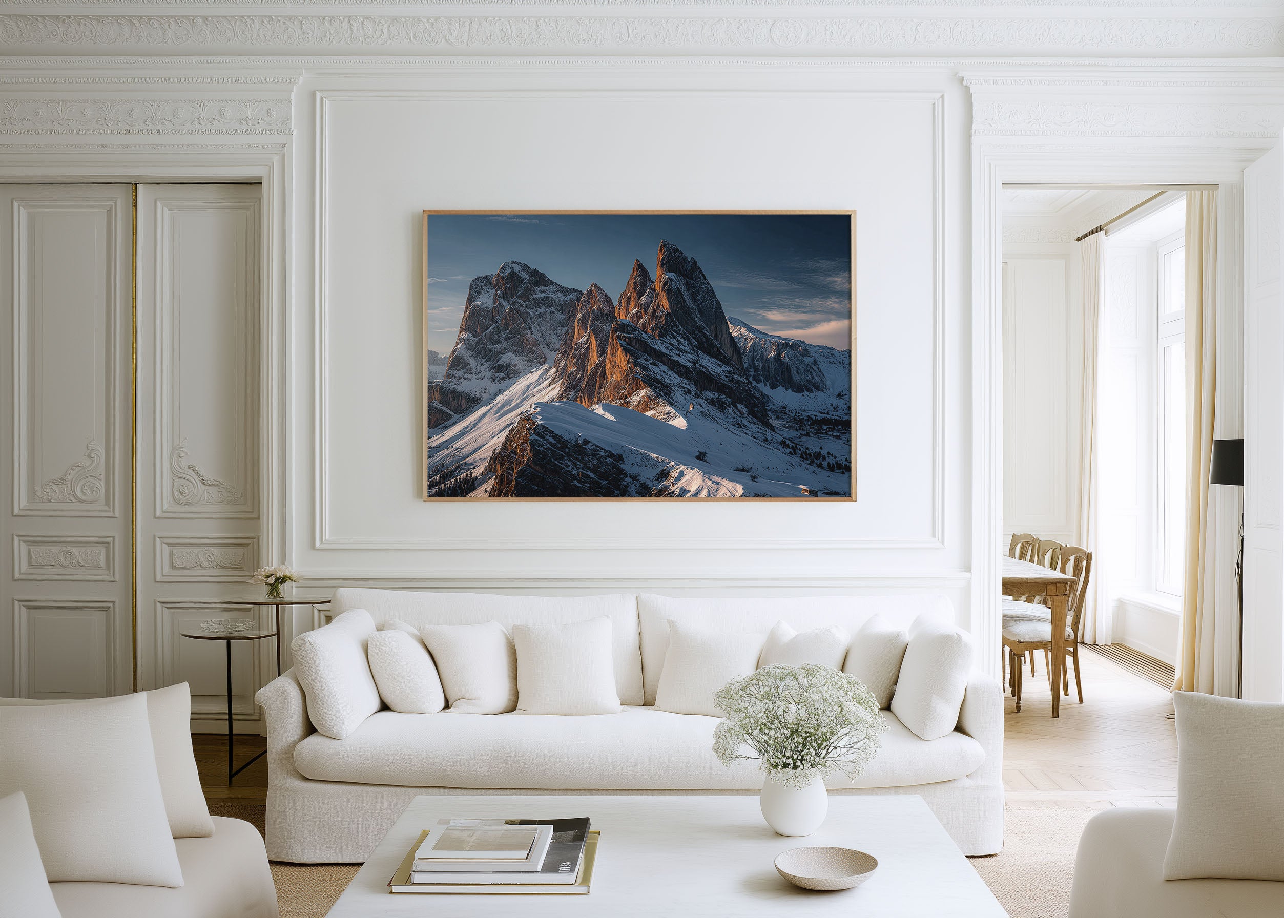 Dolomites Seceda Ridge Wall Art – Italian Alps Snow Mountain Landscape Print, Alpine Nature Photography Decor