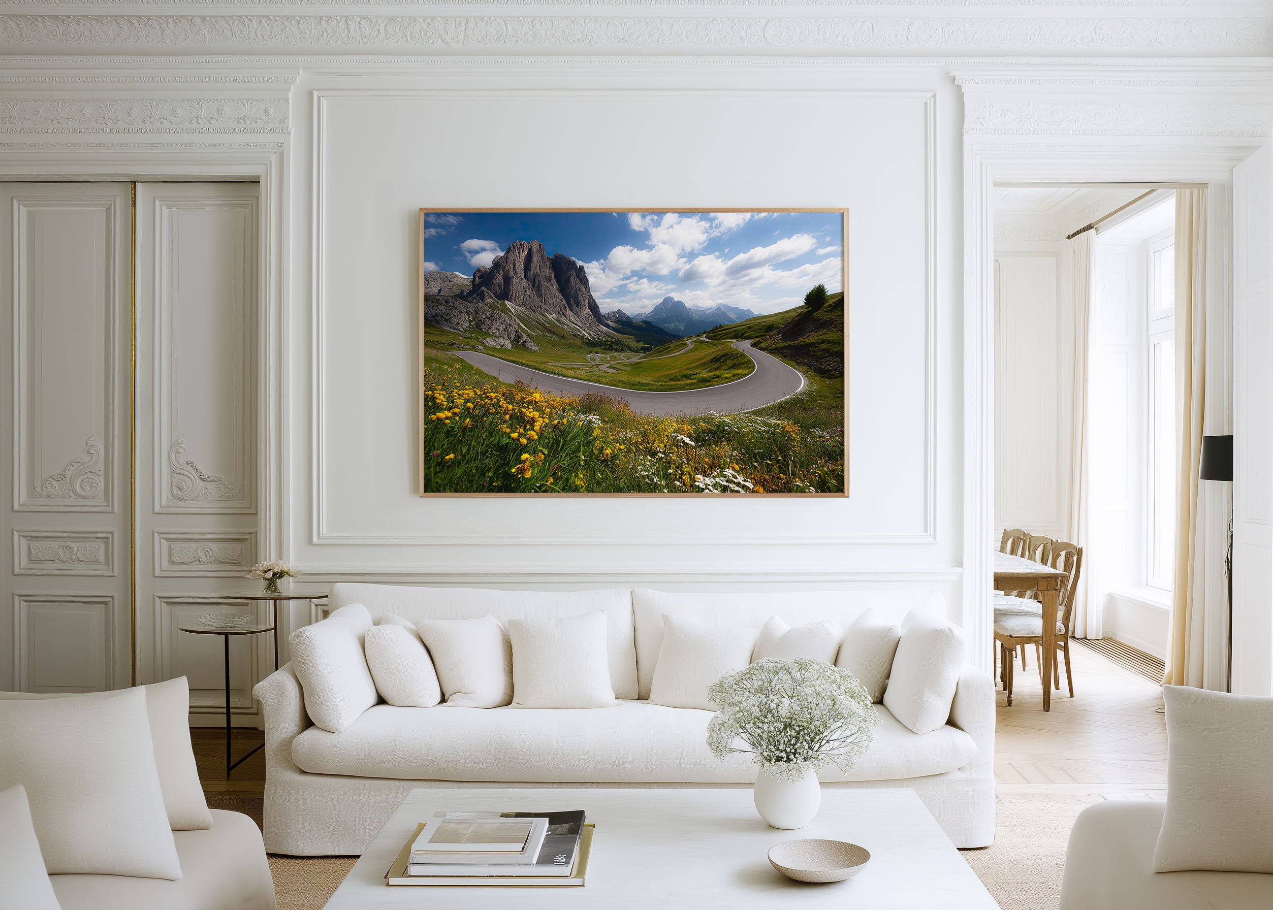 Dolomites Winding Road Wall Art – Italian Alps Mountain Landscape Print