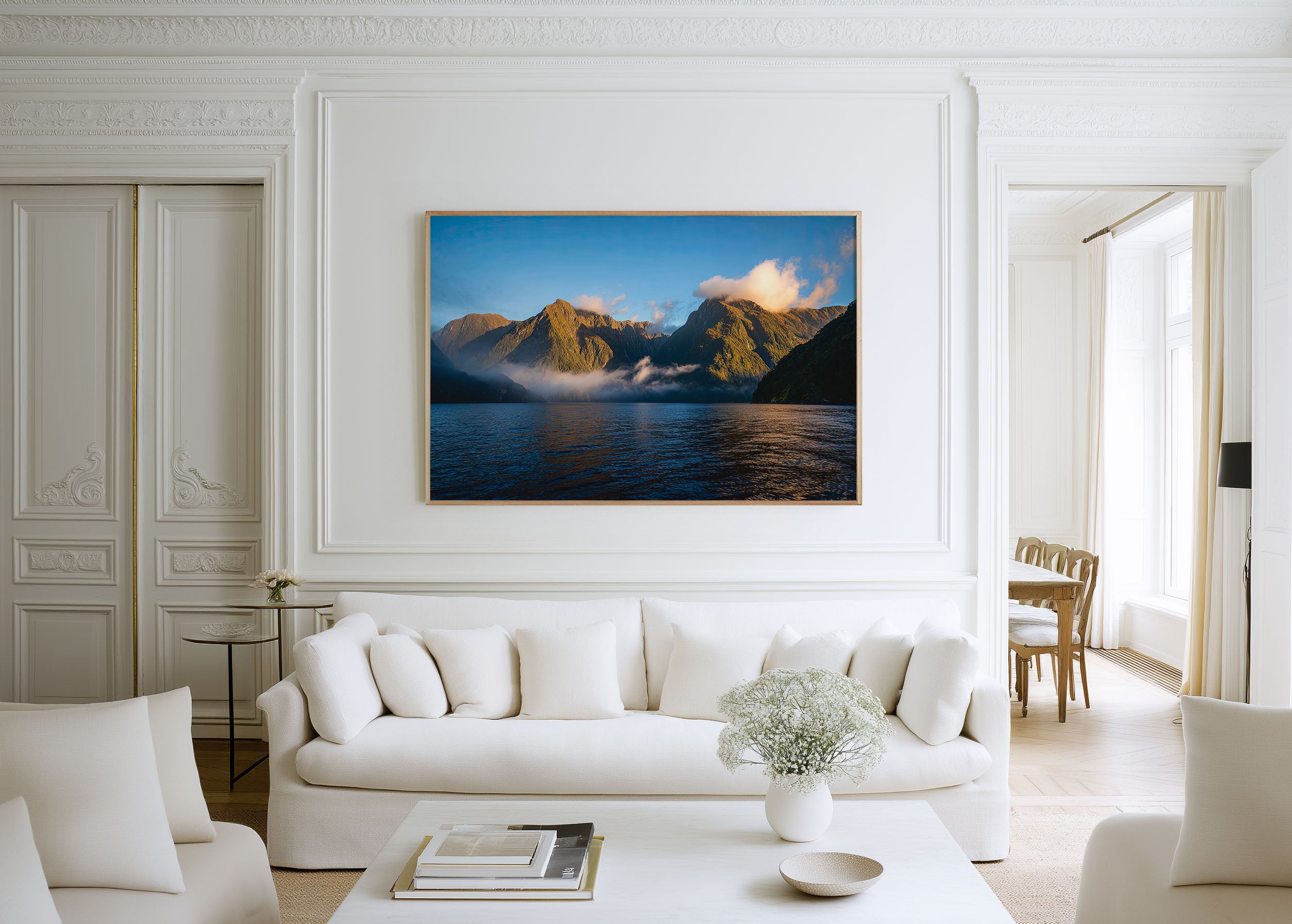 Doubtful Sound Wall Art – Fiordland New Zealand Fjord Landscape Print, Misty Mountain Nature Photography Decor