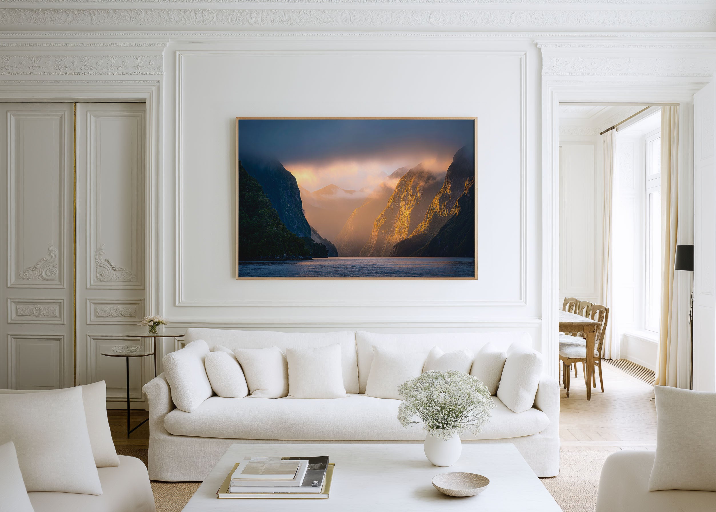 Doubtful Sound Sunrise Wall Art – Fiordland New Zealand Fjord Landscape Print, Dramatic Mountain Nature Photography