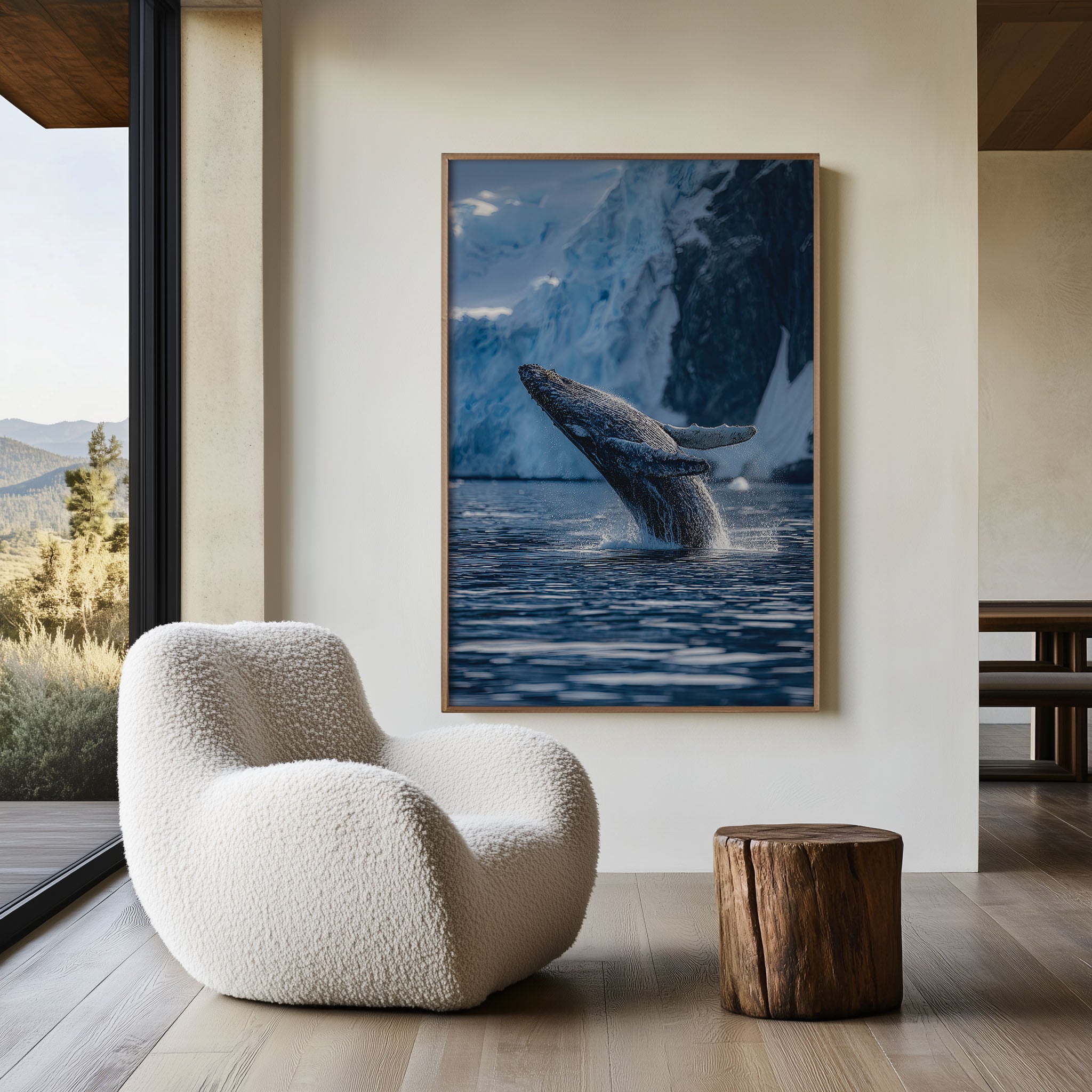 Dramatic Breaching Whale Wall Art – Arctic Ocean Canvas Print, Luxury Wildlife Decor
