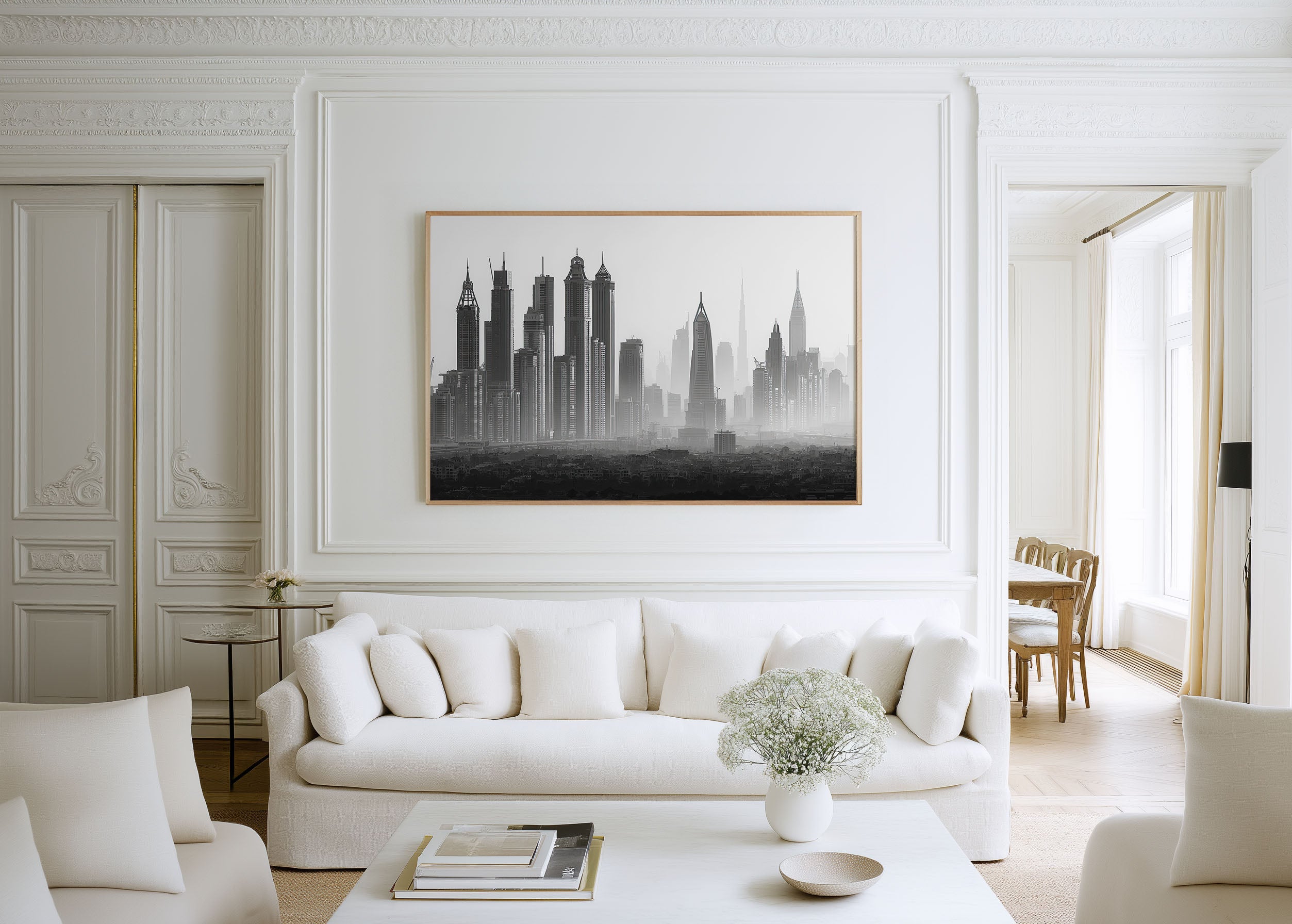 Dubai Cityscape Black & White Wall Art Print
