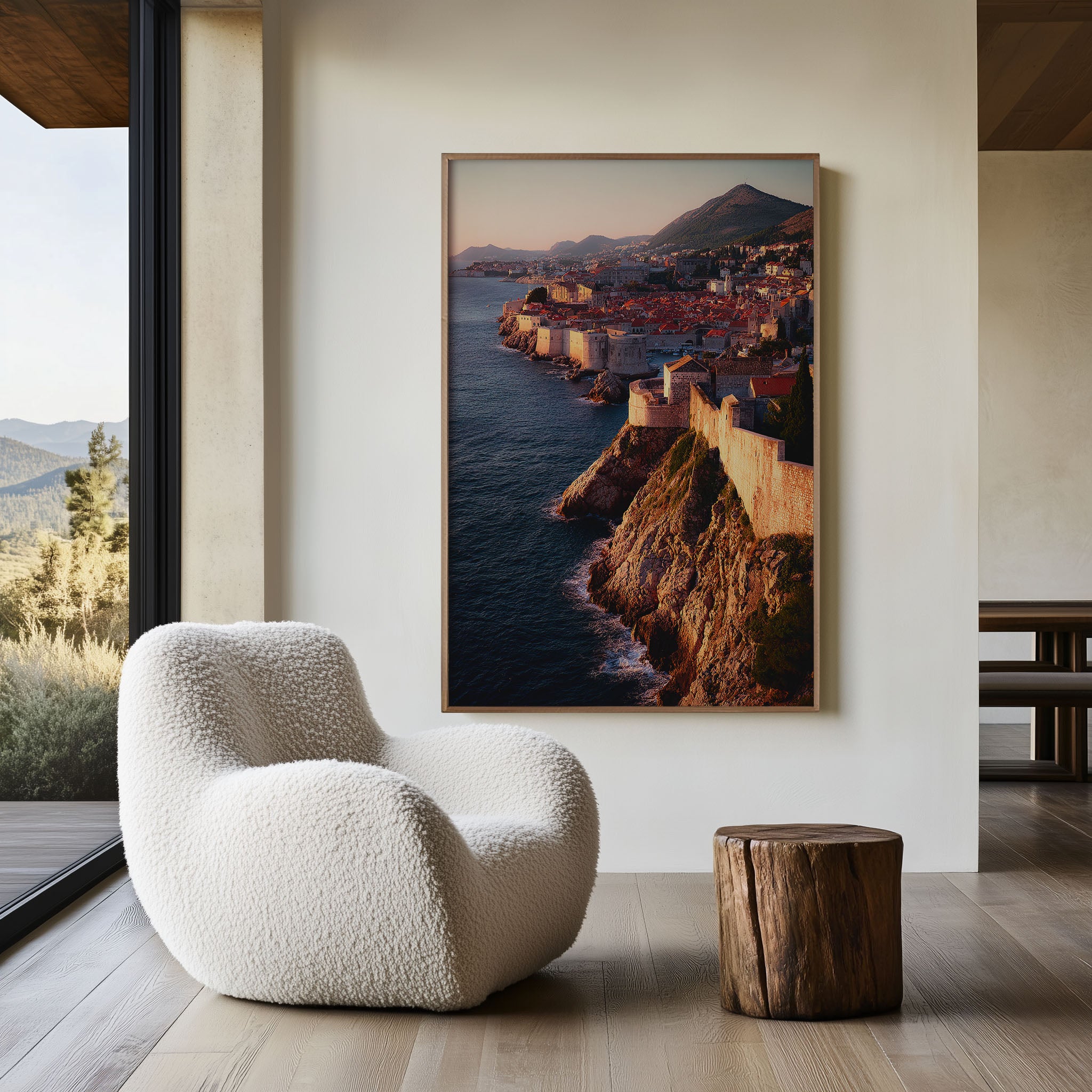 Dubrovnik Old Town Sunset Wall Art Print | Croatia Adriatic Aerial Photography | City Walls Golden Hour Cityscape Poster | Dalmatian Coast Travel Print | European Home Decor