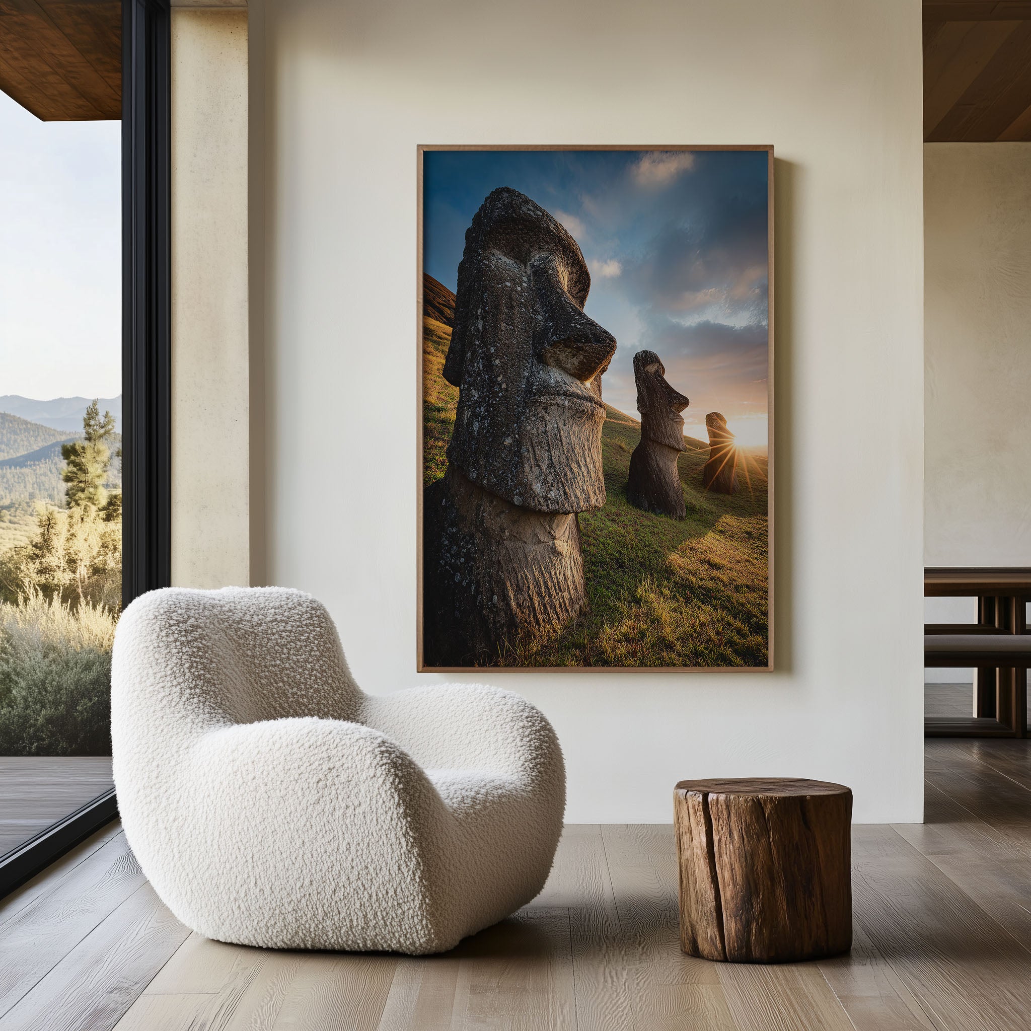 Easter Island Moai Sunburst Sunrise Wall Art | Rapa Nui Stone Statues Golden Light Print | Ancient Archaeological Travel Photography