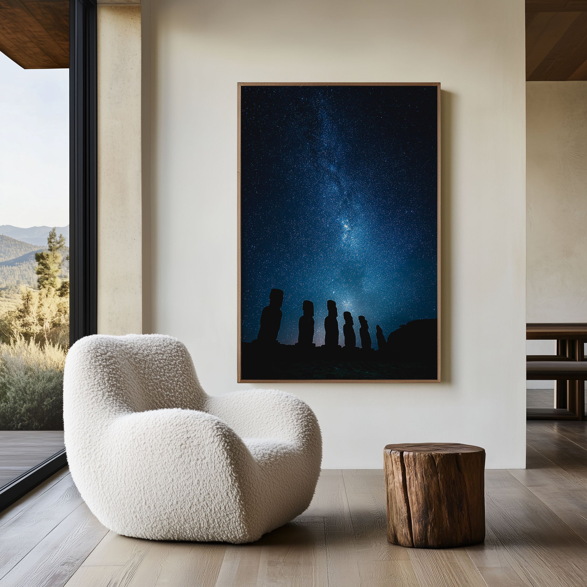 Easter Island Moai Milky Way Night Sky Wall Art | Rapa Nui Ancient Statues Starscape Print | Mystical Travel Photography