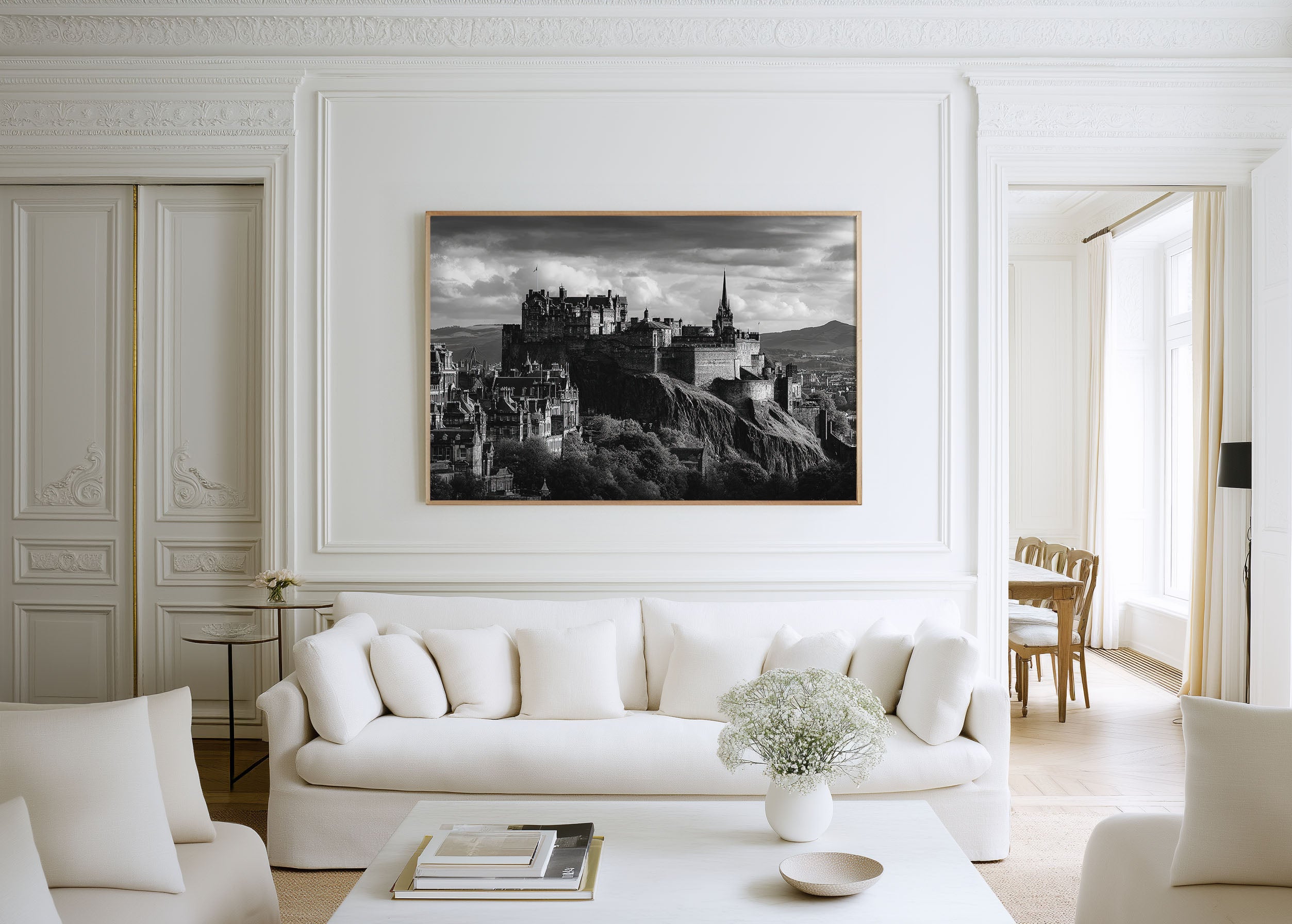 Edinburgh Castle Close Up Wall Art – Black and White Scotland Print