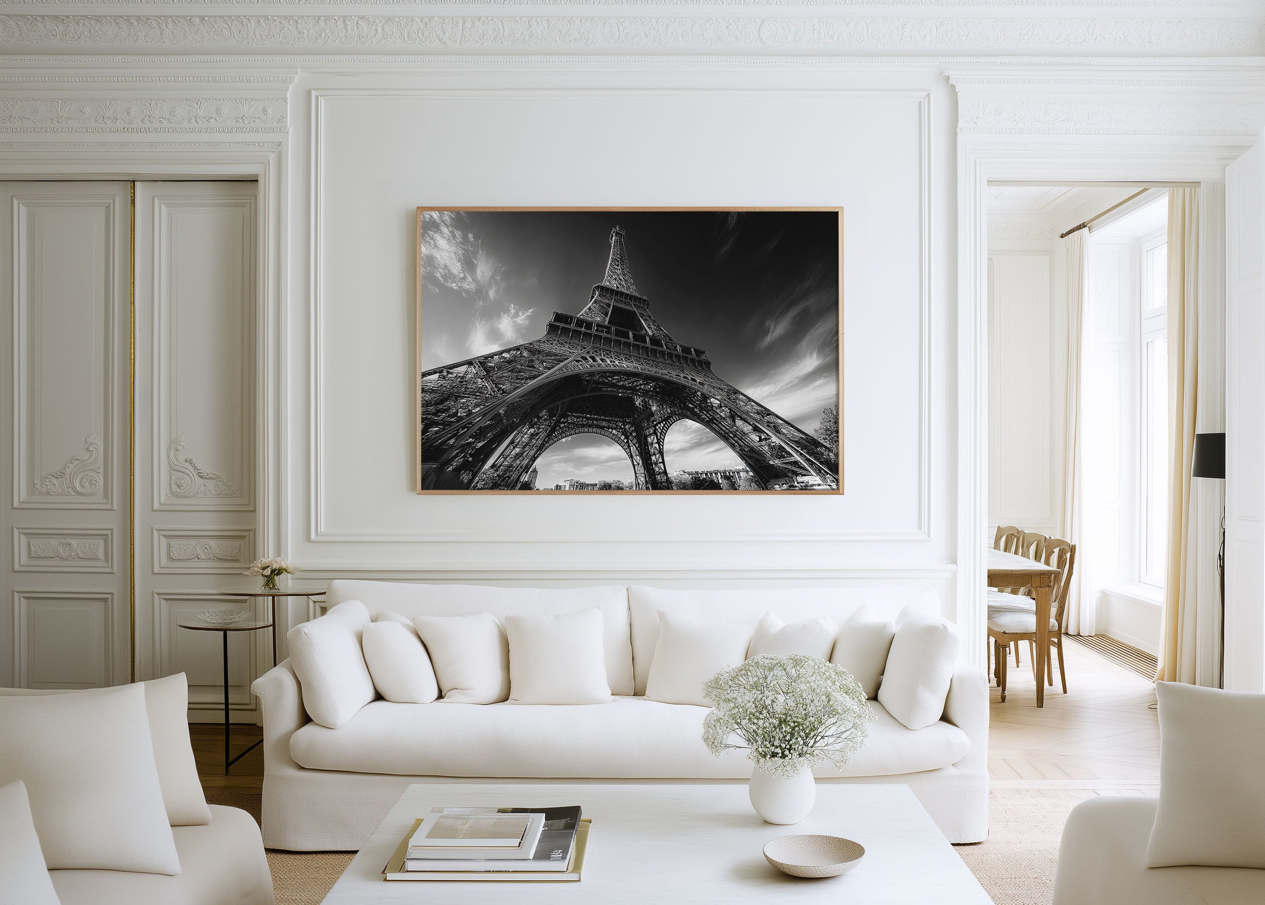 Eiffel Tower Black and White Wall Art Print – Paris France Architecture