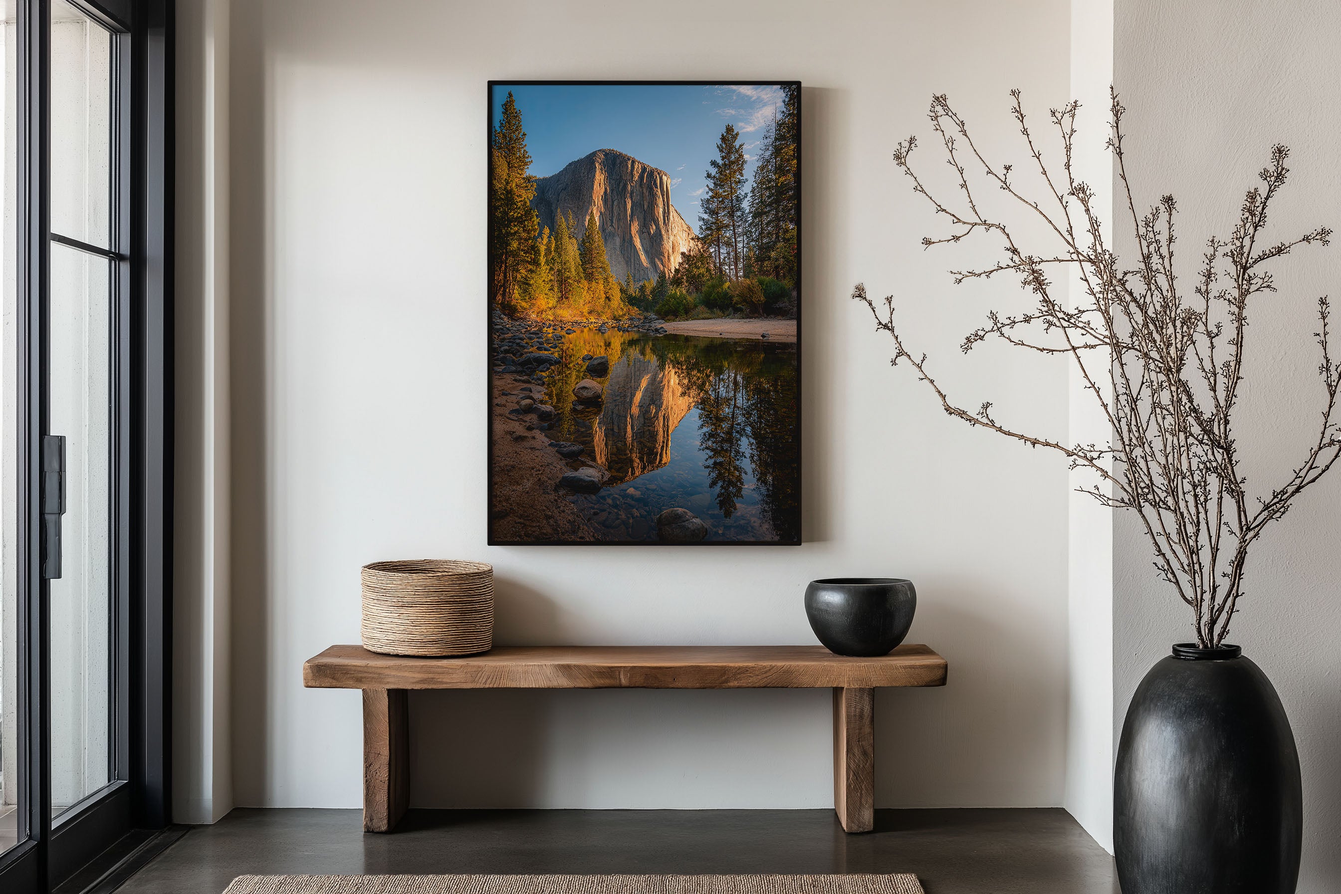 El Capitan Merced River Reflection Print | Yosemite Autumn Wall Art | Yosemite Valley River Mirror Reflection Landscape Photography Poster