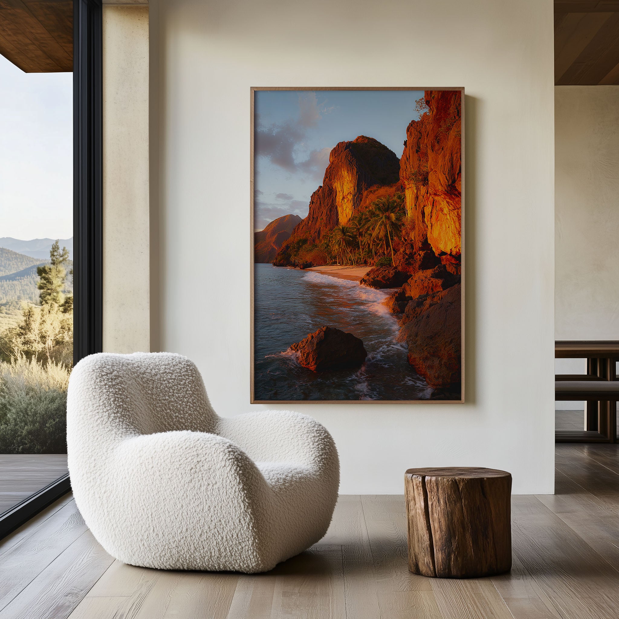 El Nido Palawan Limestone Cliffs Sunrise Wall Art | Golden Hour Philippines Beach Landscape Print | Tropical Travel Photography