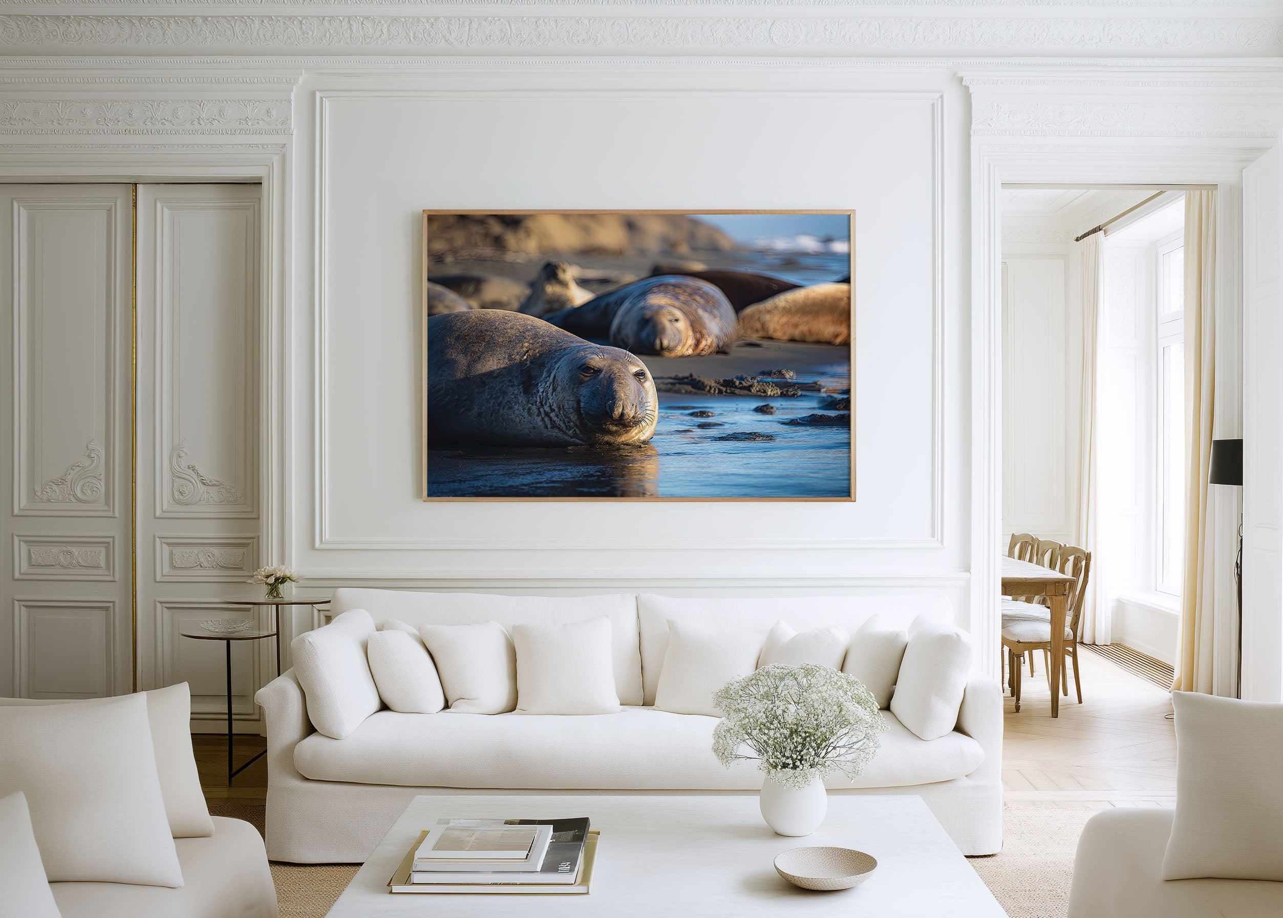 Elephant Seals Beach Wall Art – Coastal Ocean Wildlife Photography Print