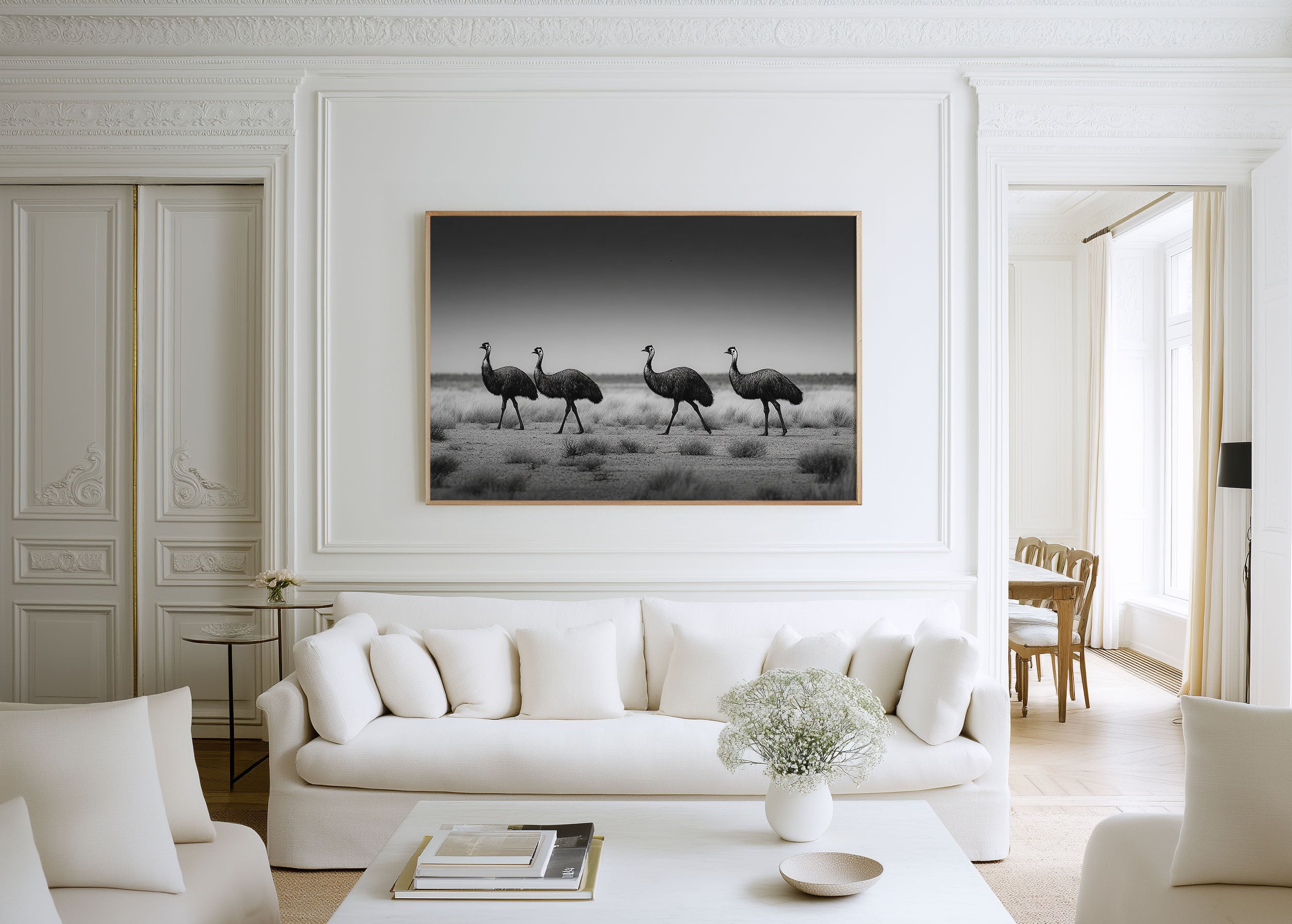 Emu Black & White Wildlife Wall Art Print