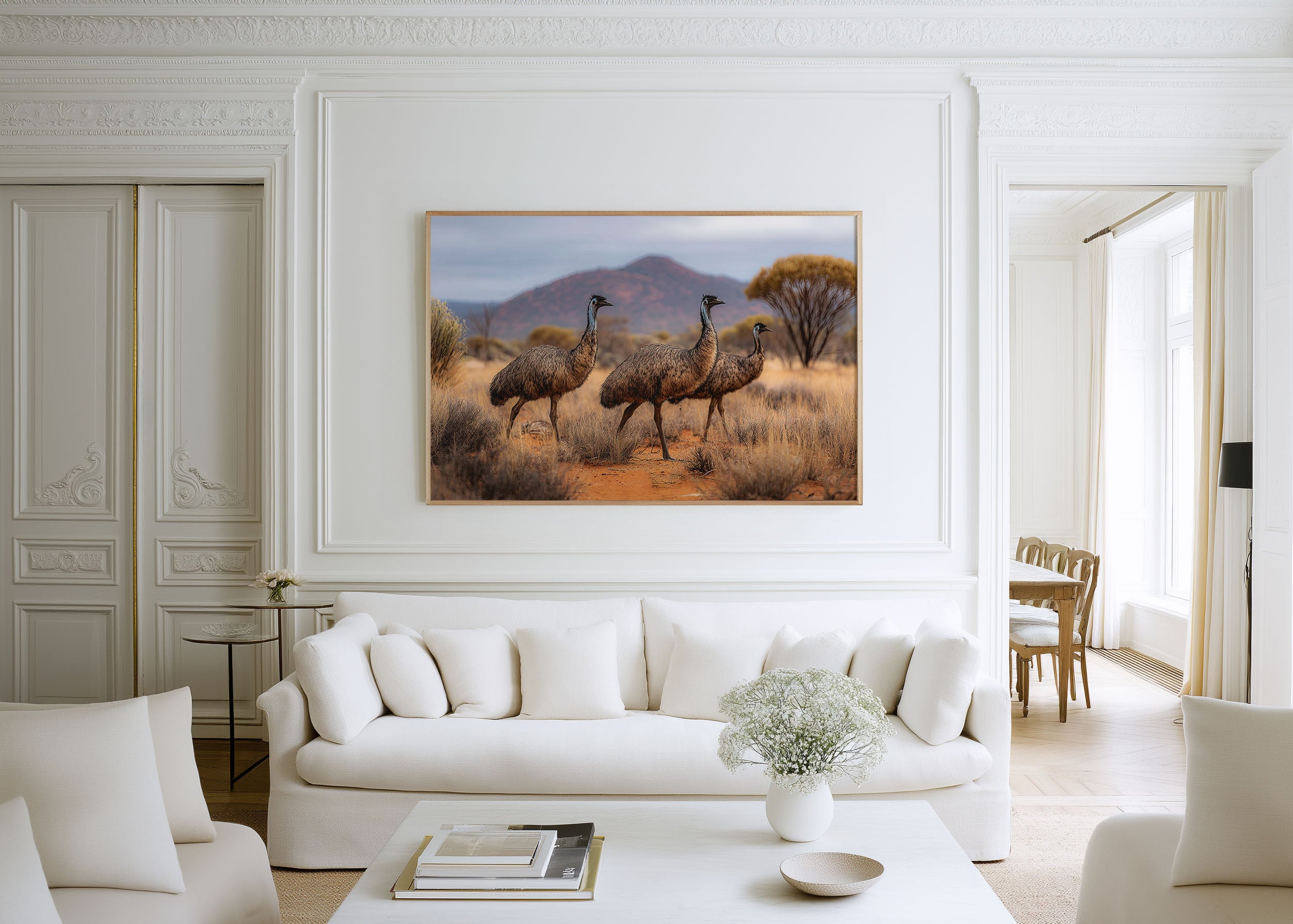 Australian Emu Trio Outback Wildlife Wall Art Print