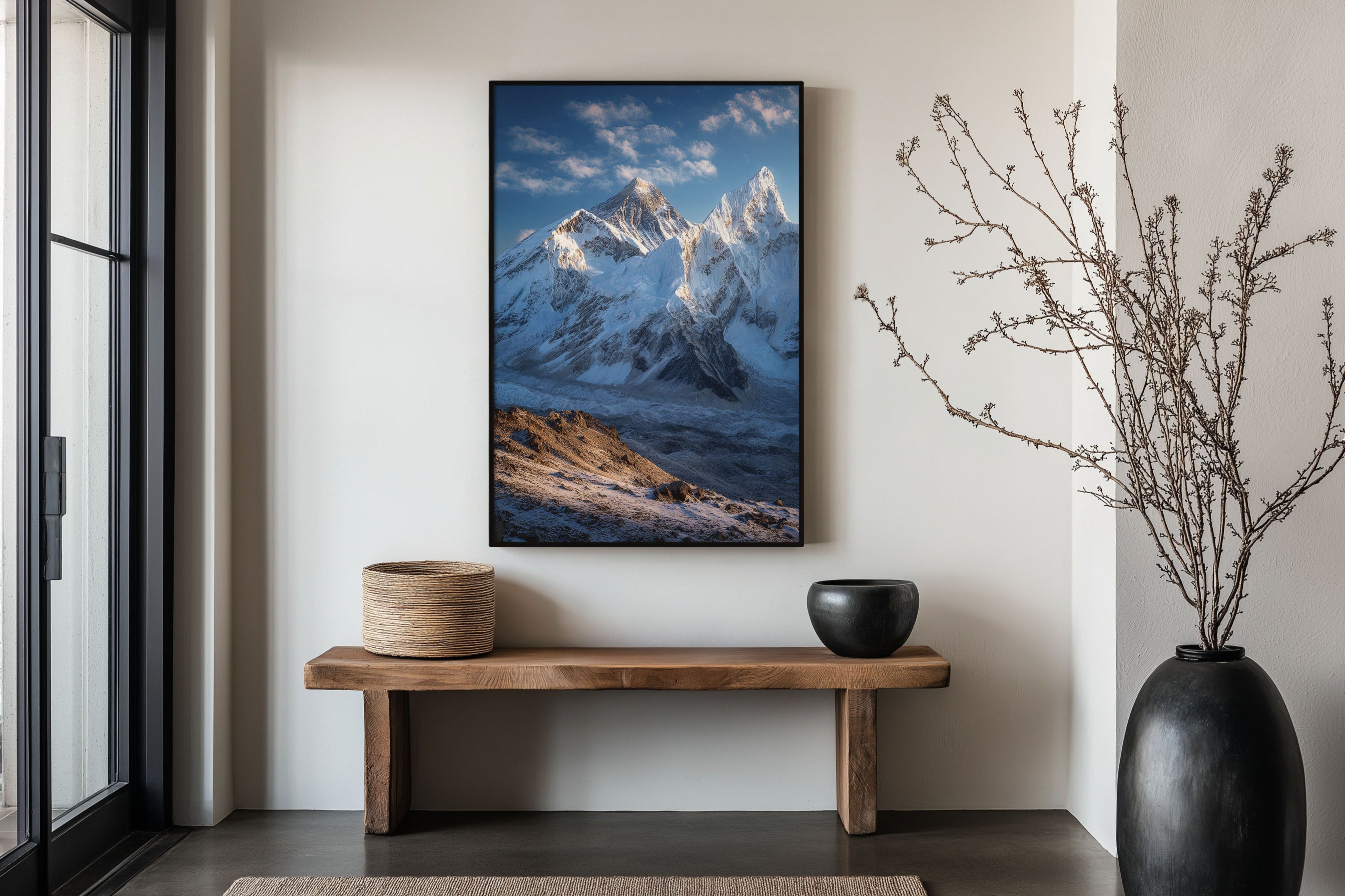 Everest and Nuptse from Kala Patthar Wall Art Print | Nepal Himalaya Khumbu Glacier Sunrise Photography | Everest Trek Poster | Mountain Adventure Home Decor