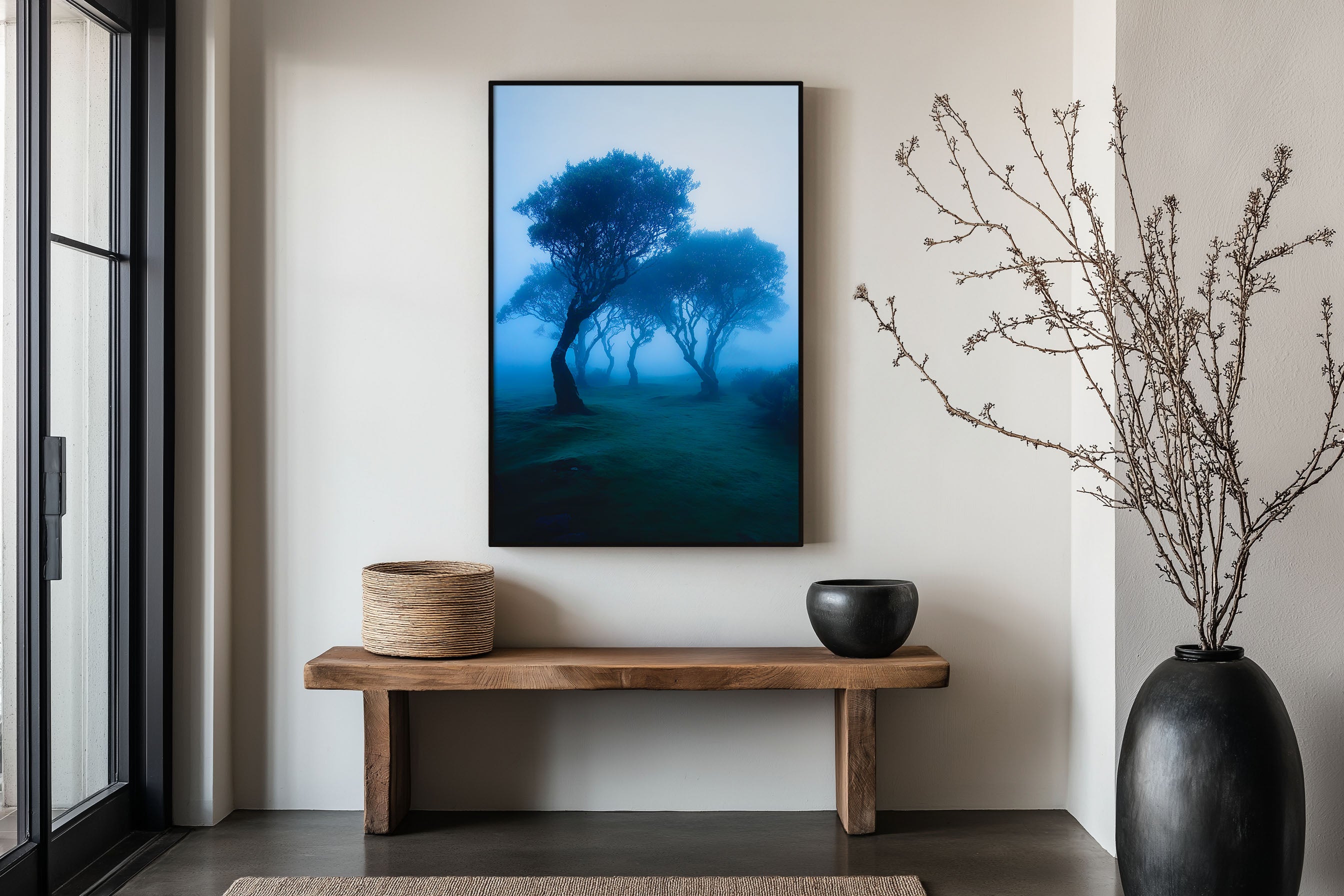 Fanal Forest Madeira Print | Mystical Foggy Forest Wall Art | Laurisilva Blue Mist Tree Landscape Photography Poster