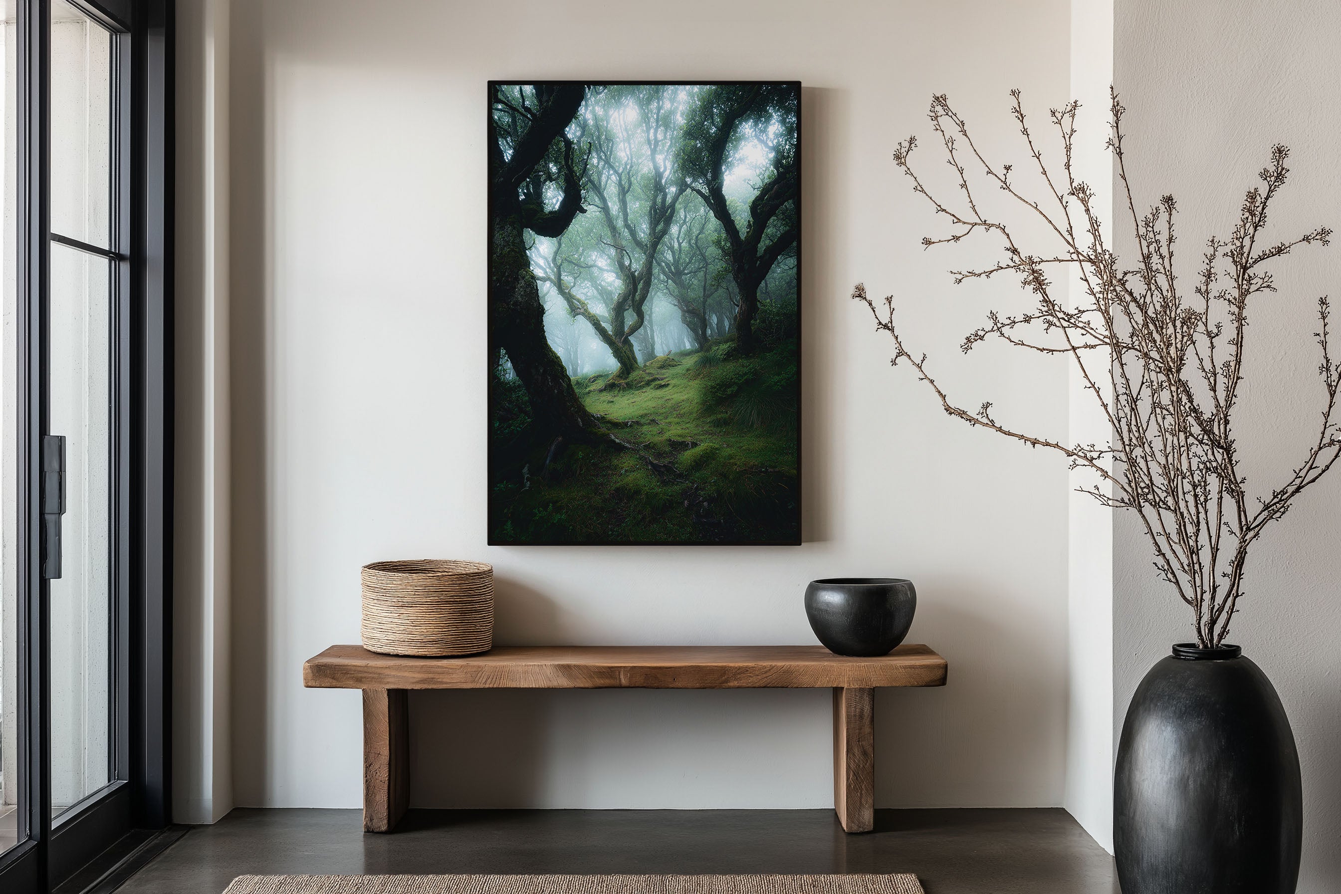 Fanal Laurel Forest Madeira Print | Enchanted Misty Forest Wall Art | Ancient Twisted Laurisilva Tree Landscape Photography Poster