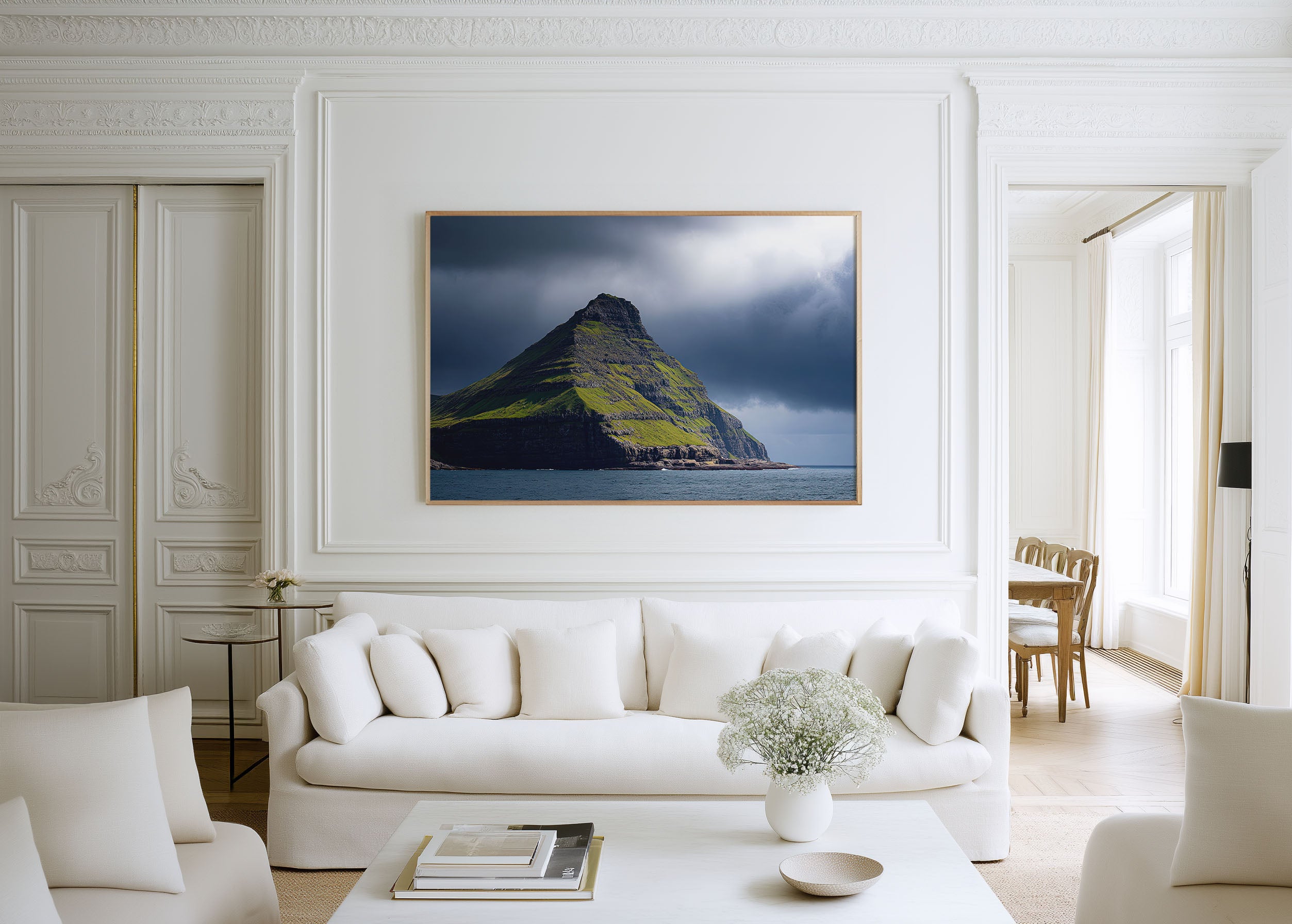 Faroe Islands Kalsoy Cliff Wall Art – Nordic Ocean Mountain Landscape Print, Dramatic Nature Decor
