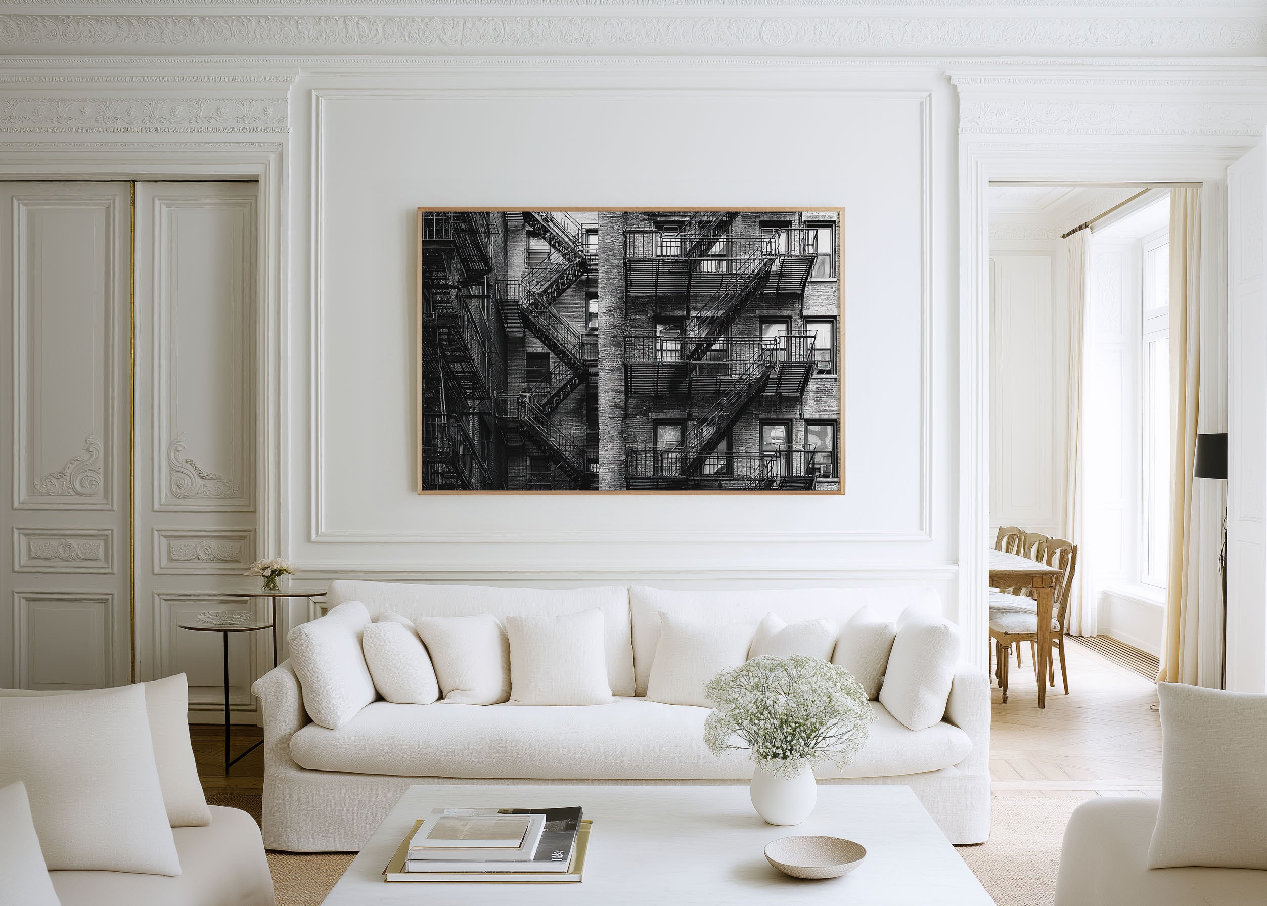 New York Fire Escape Wall Art Print – Black and White Urban Photography