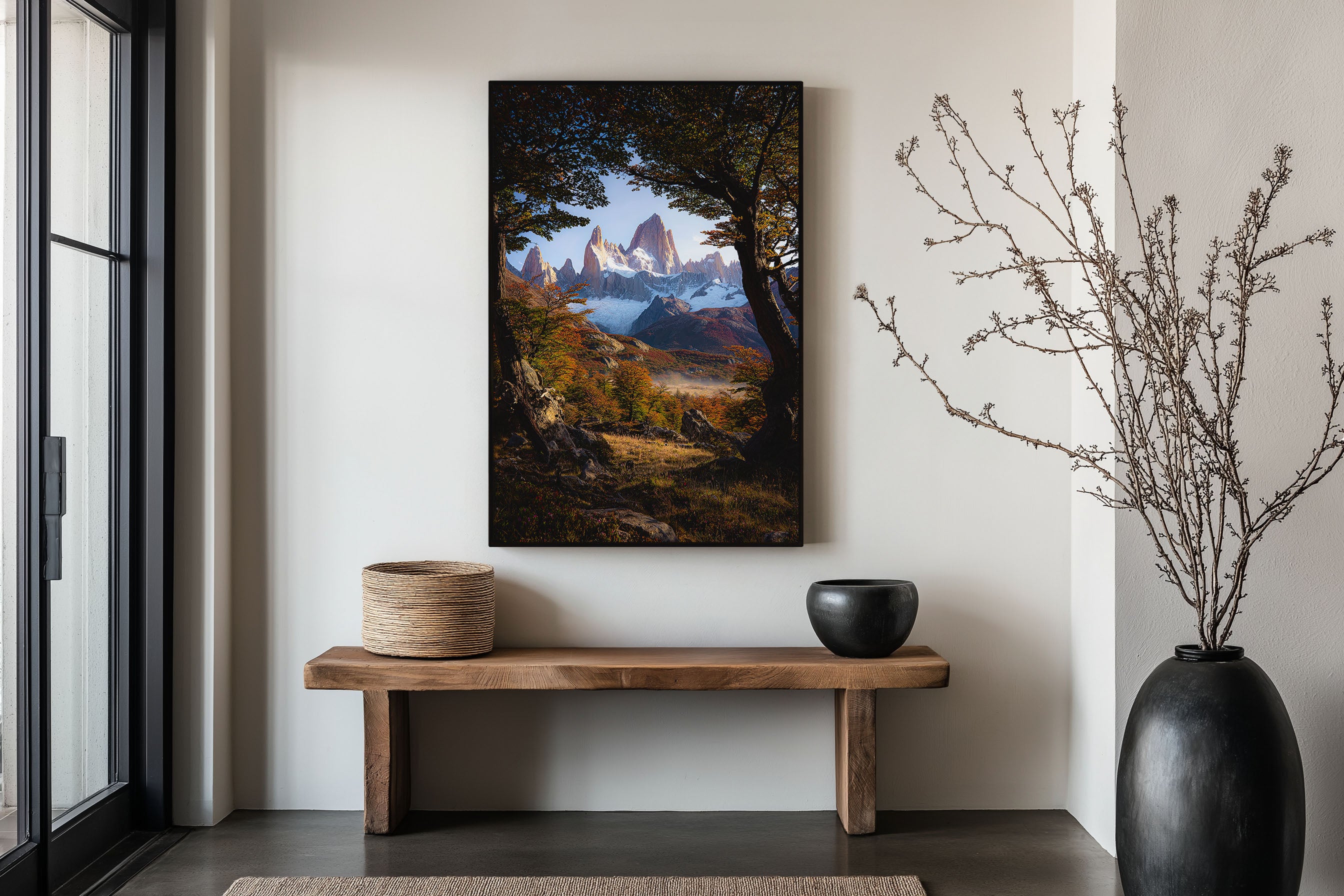 Mount Fitz Roy Autumn Forest Frame Wall Art Print | Patagonia Argentina Photography | El Chaltén Lenga Beech Wilderness Poster