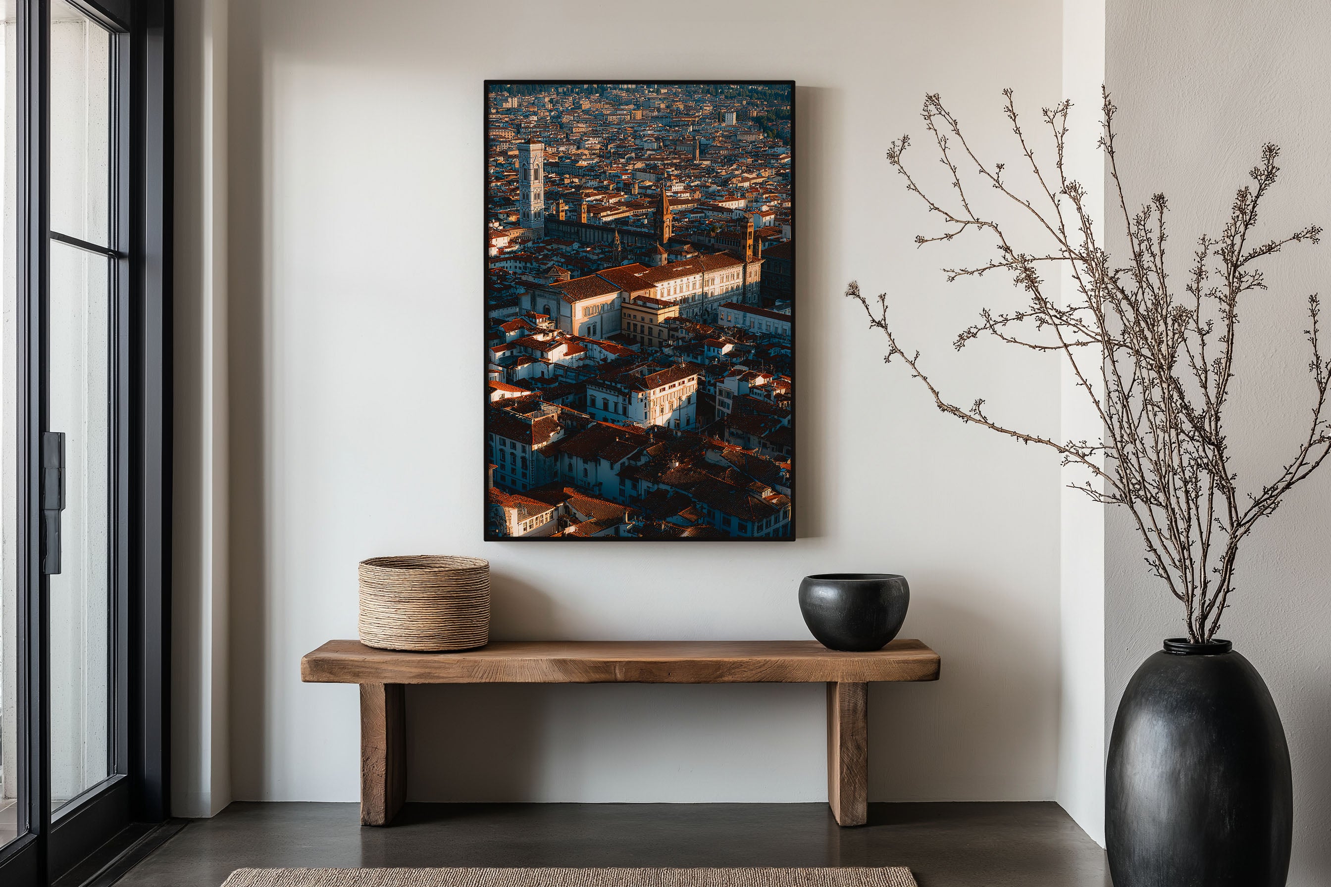 Florence Aerial Rooftops Wall Art Print | Italy Firenze Cityscape Photography | Duomo Cathedral Tuscan City Poster