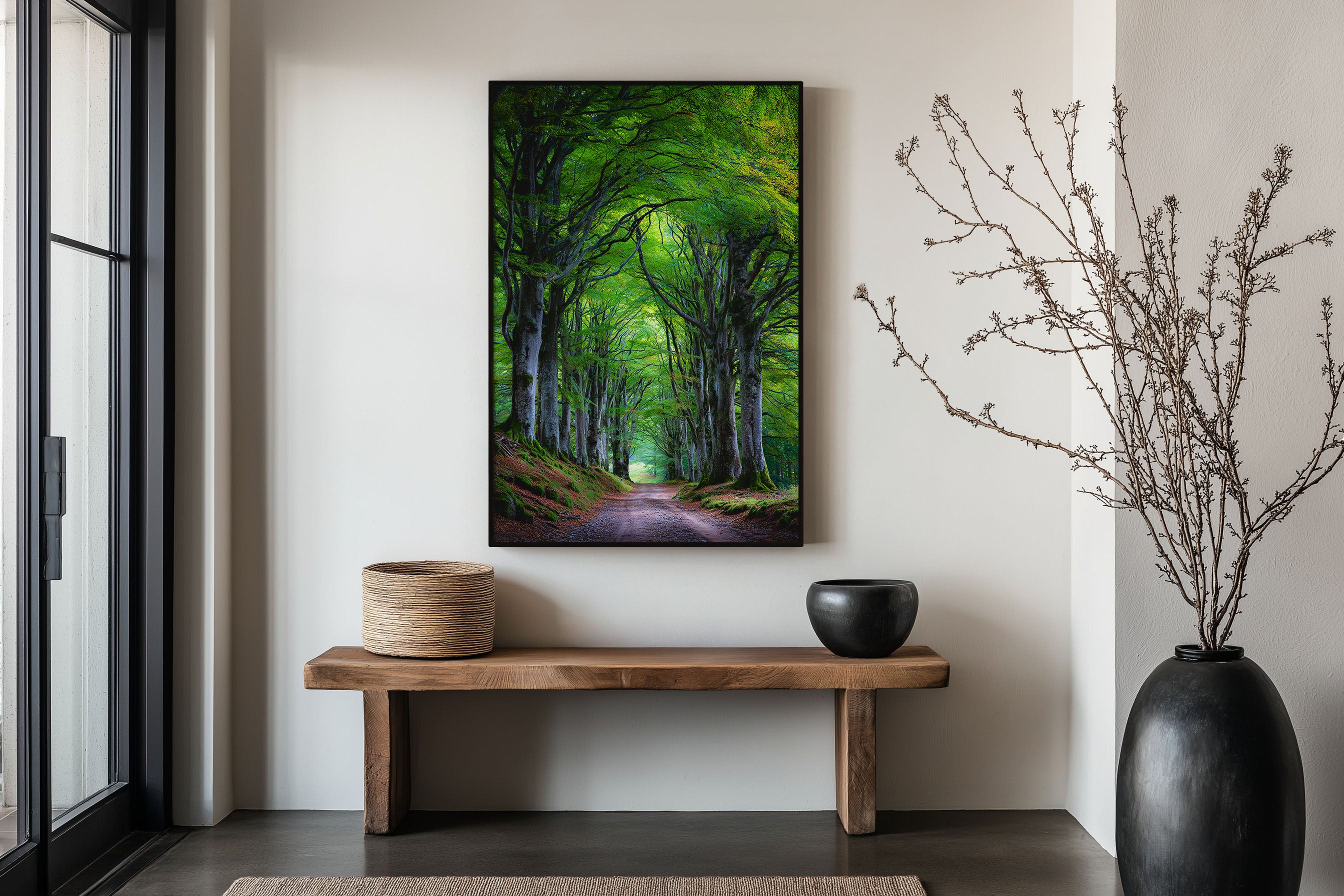 Beech Tree Avenue Forest Lane Wall Art Print | Ireland Scotland Green Woodland Photography | Enchanted Tree Tunnel Poster