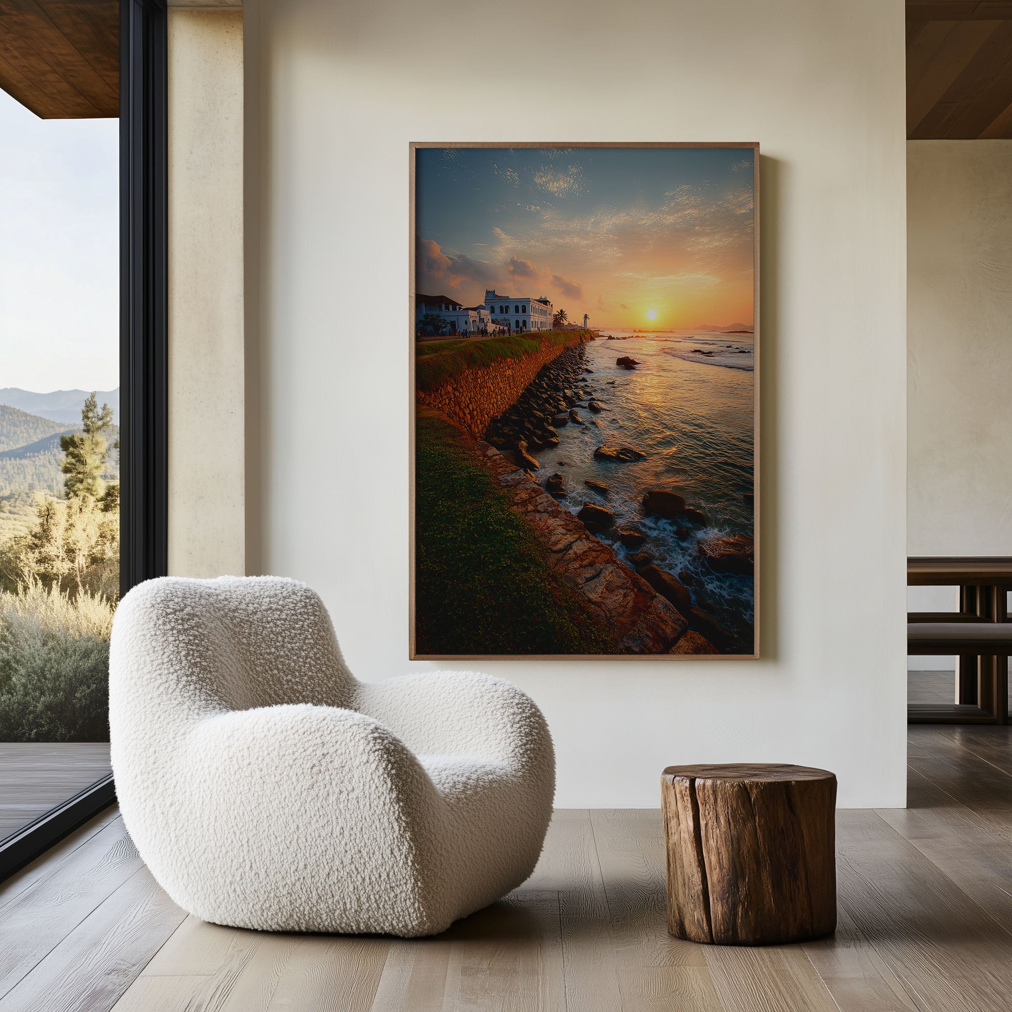 Galle Fort Sunset Coastal Wall Art | Golden Hour Sri Lanka Seascape Print | Historic Dutch Fort Travel Photography