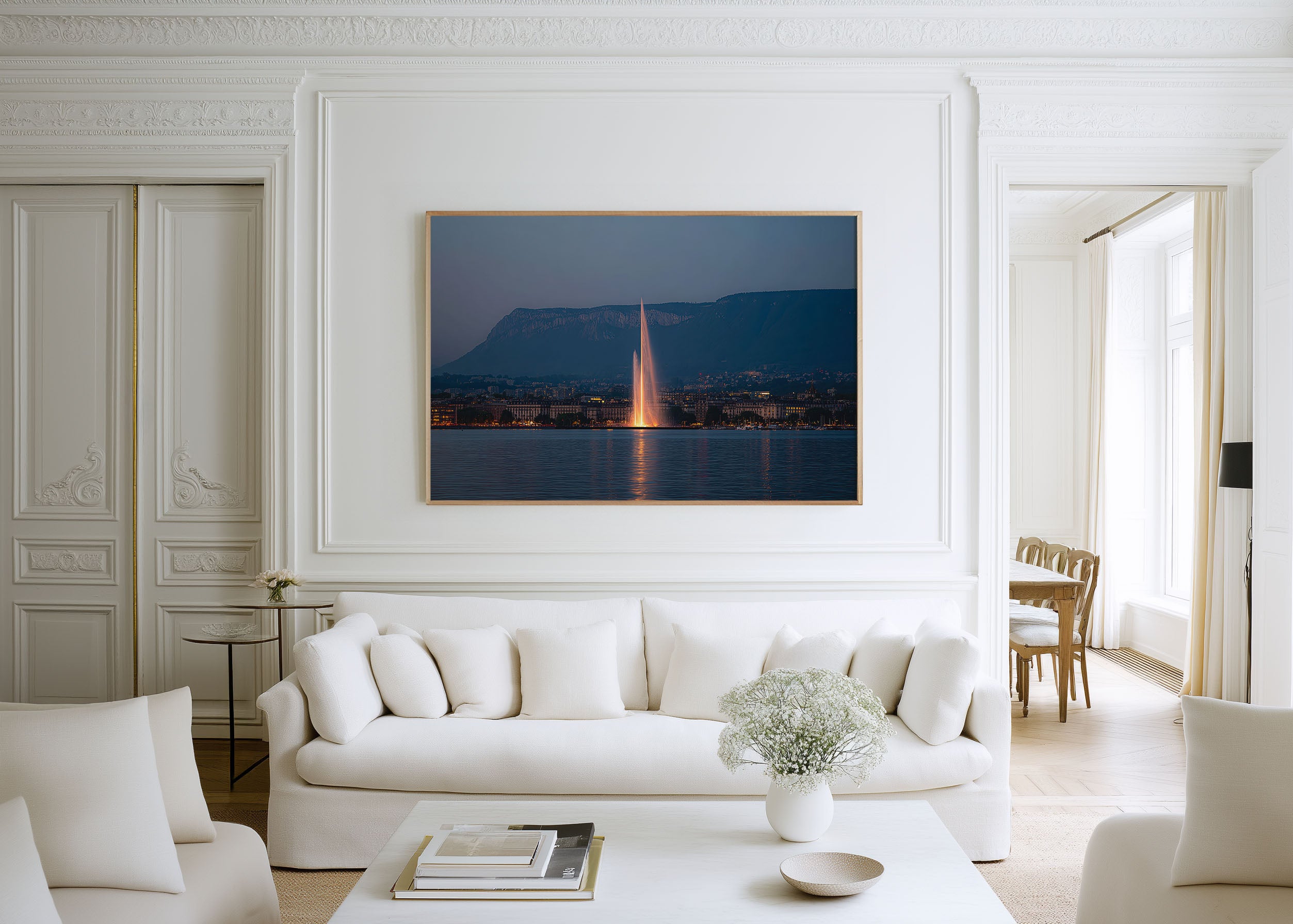 Geneva Jet d’Eau Fountain Wall Art | Lake Geneva Switzerland Print