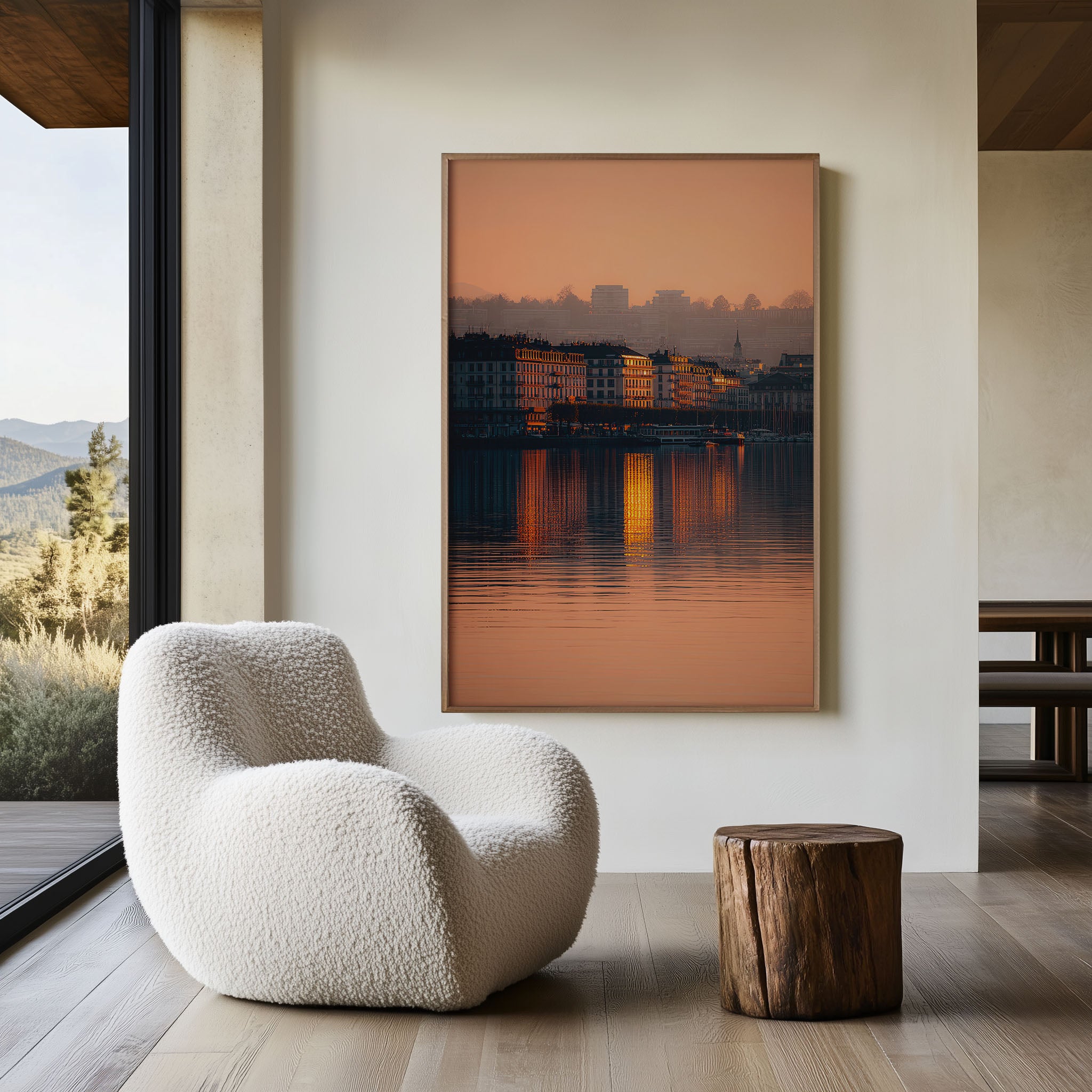 Geneva Lake Sunset Wall Art | Lake Geneva Switzerland Waterfront Print | Travel Photography Poster