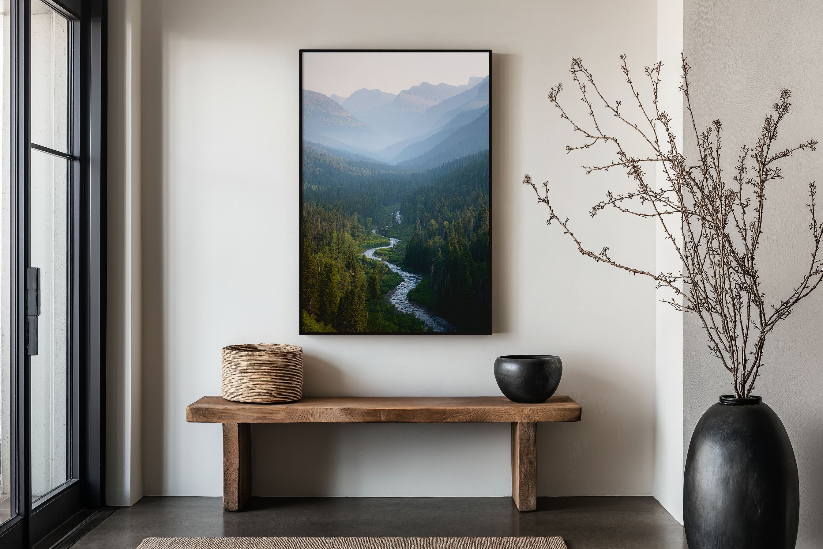 Glacier National Park River Valley Print | Montana Wilderness Wall Art | Rocky Mountain Forest River Landscape Photography Poster