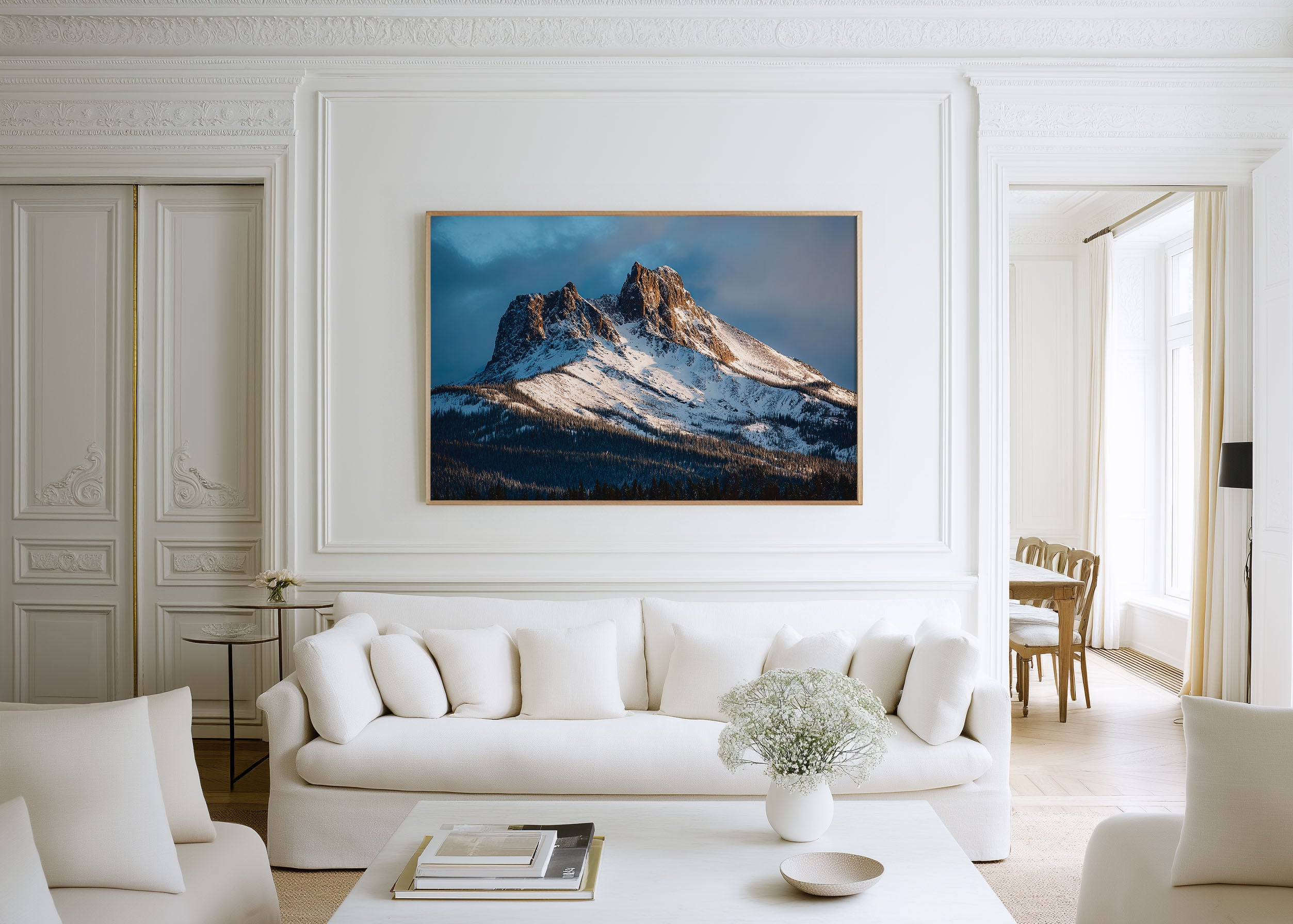 Glacier National Park Snowy Peaks Wall Art Print – Montana Winter Mountain Landscape