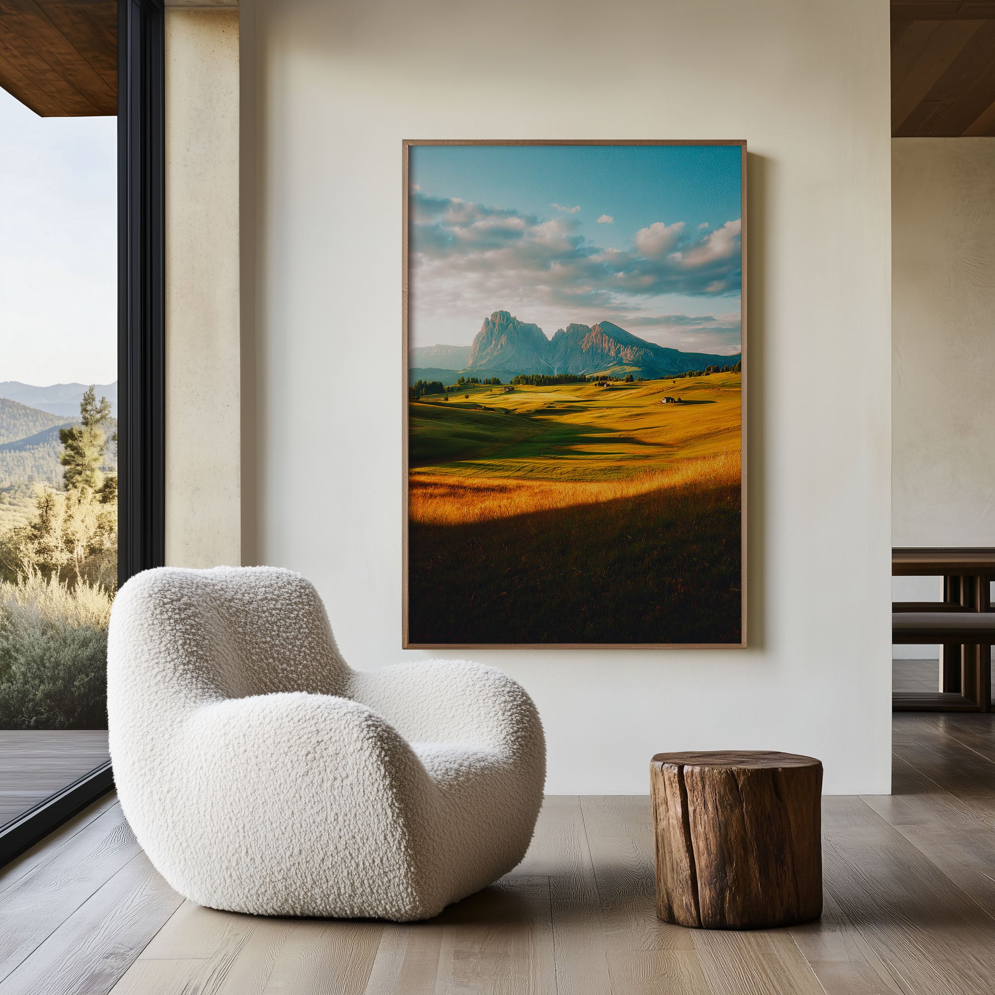 Golden Dolomites Sunset Wall Art Print | Alpine Landscape Canvas