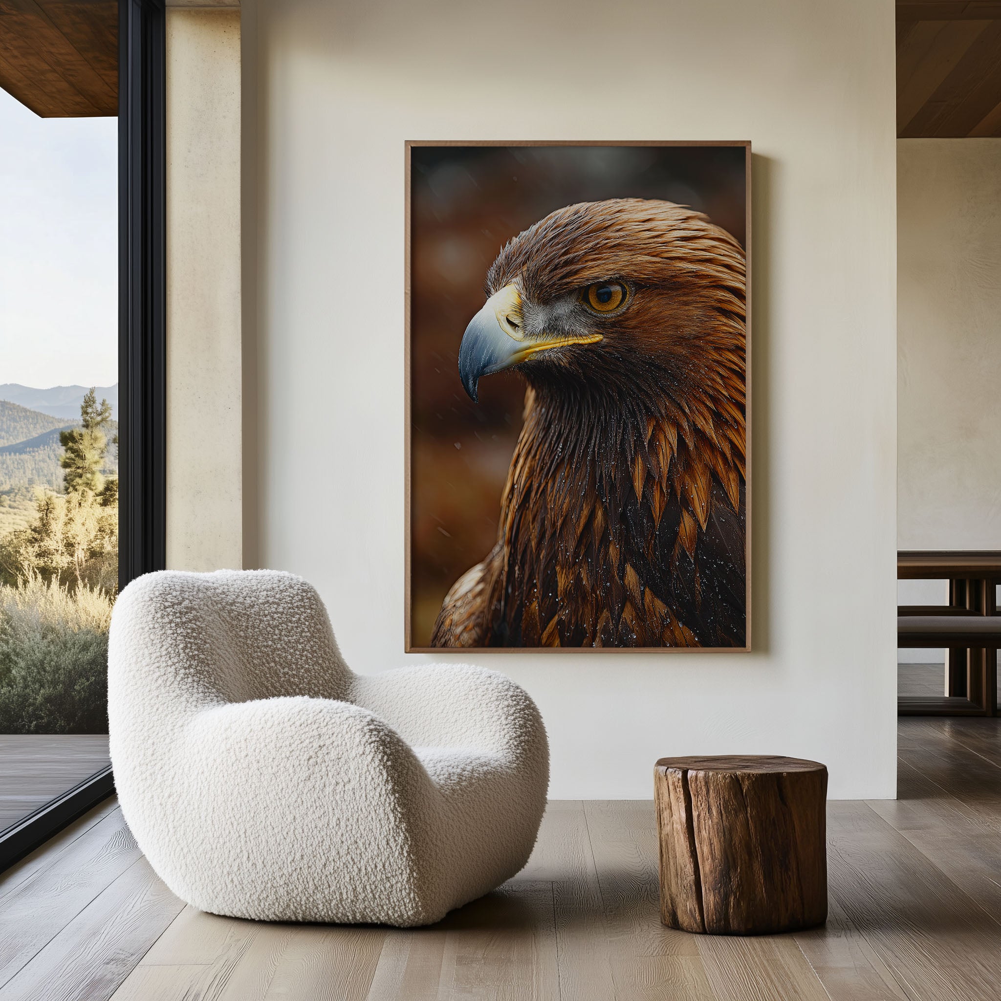 Golden Eagle Wall Art Print – Fierce Bird Close-Up Canvas & Framed Wildlife Photography Decor