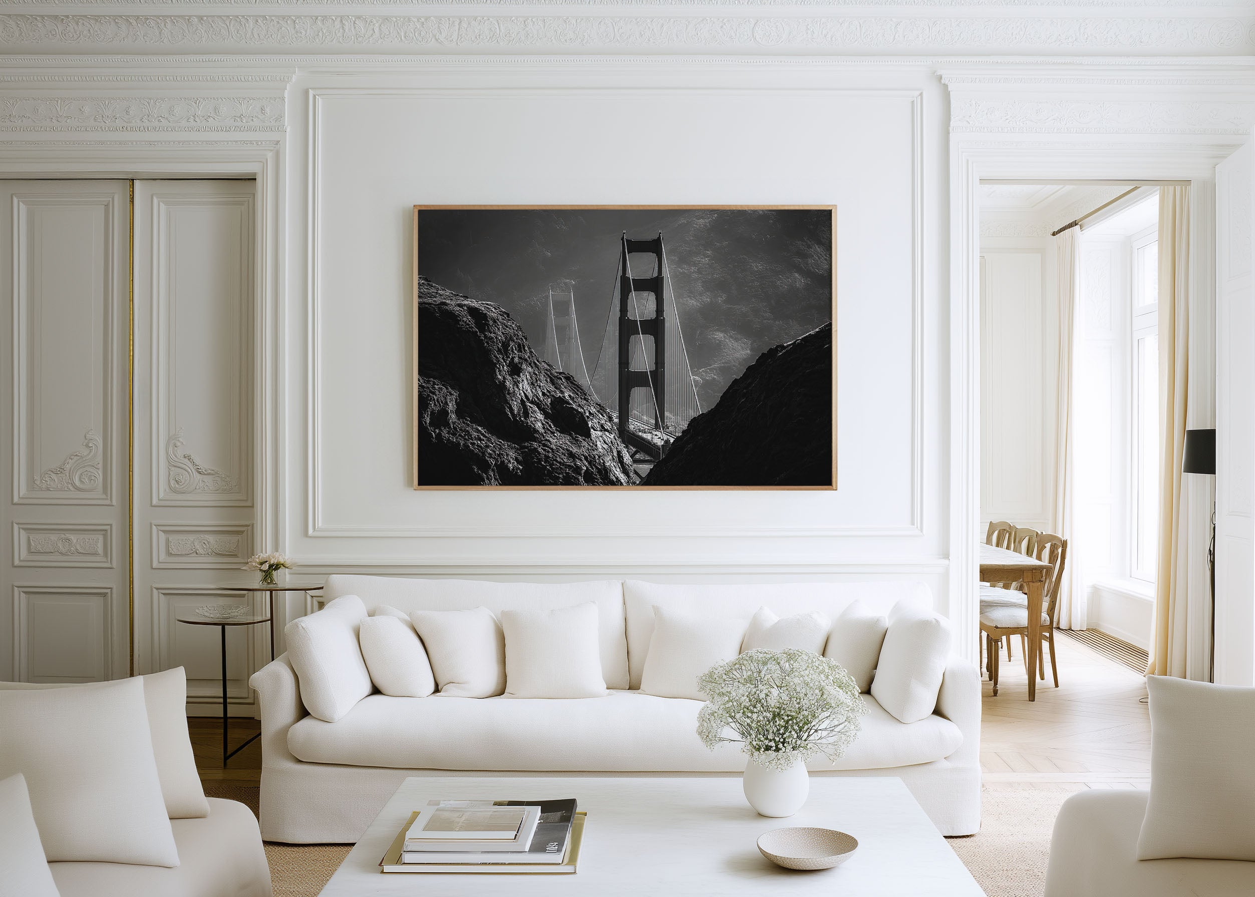 Golden Gate Bridge Black & White Wall Art Print