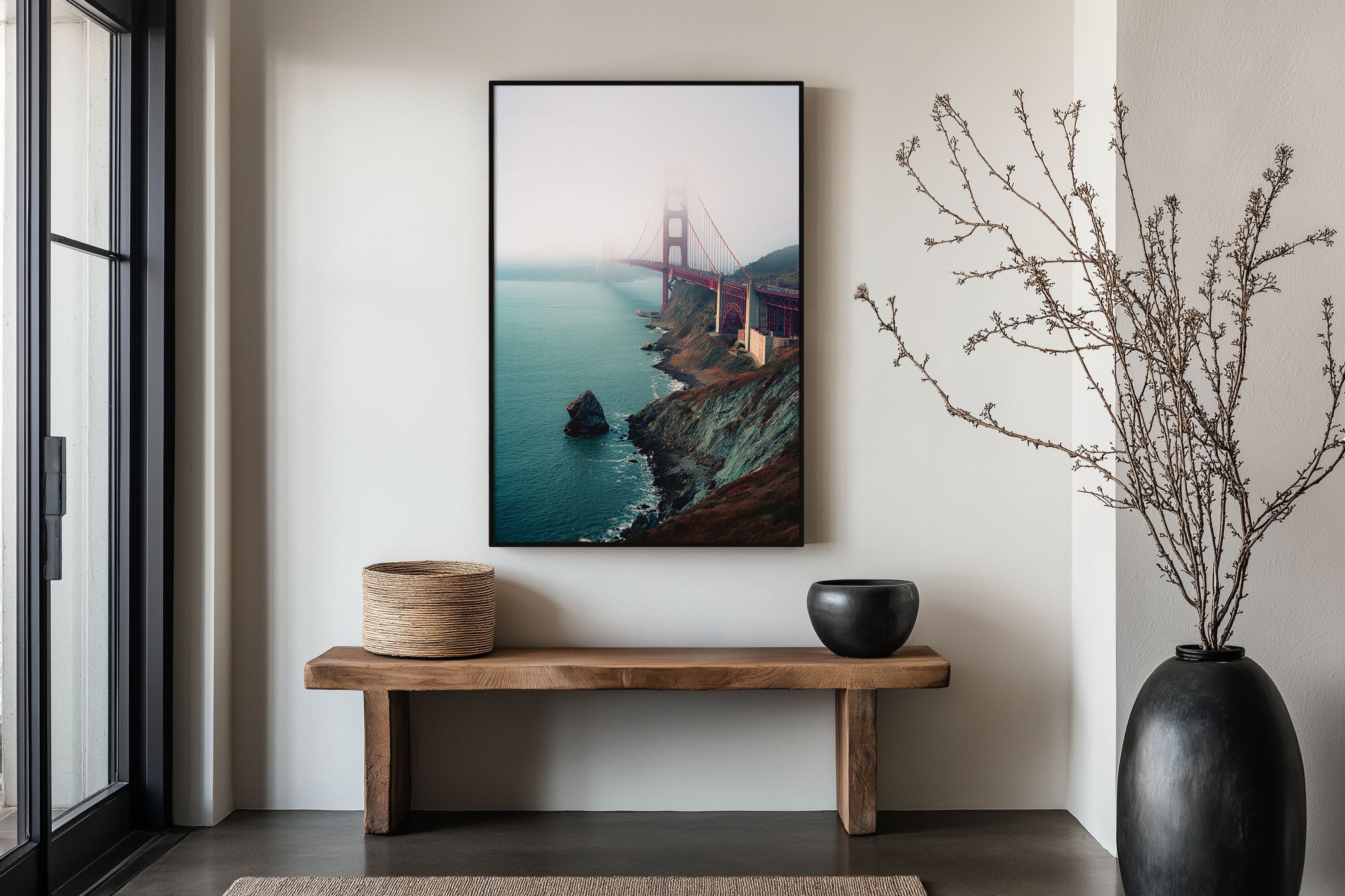 Golden Gate Bridge Fog Wall Art Print | San Francisco Bay California Coastal Photography | USA Travel Poster | Modern American Home Decor