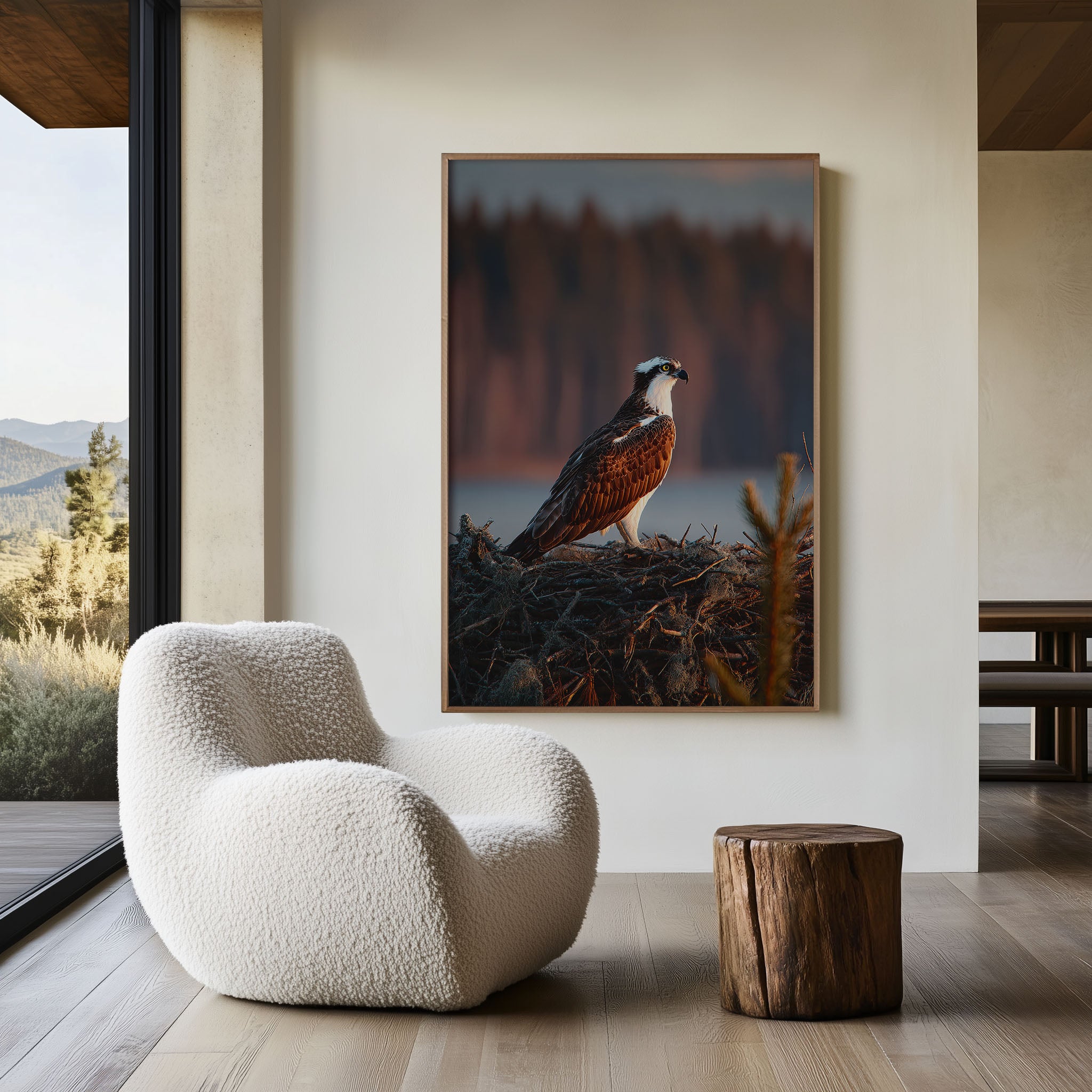 Golden Hour Osprey Wall Art – Wildlife Bird Canvas Print, Nature Sunset Decor