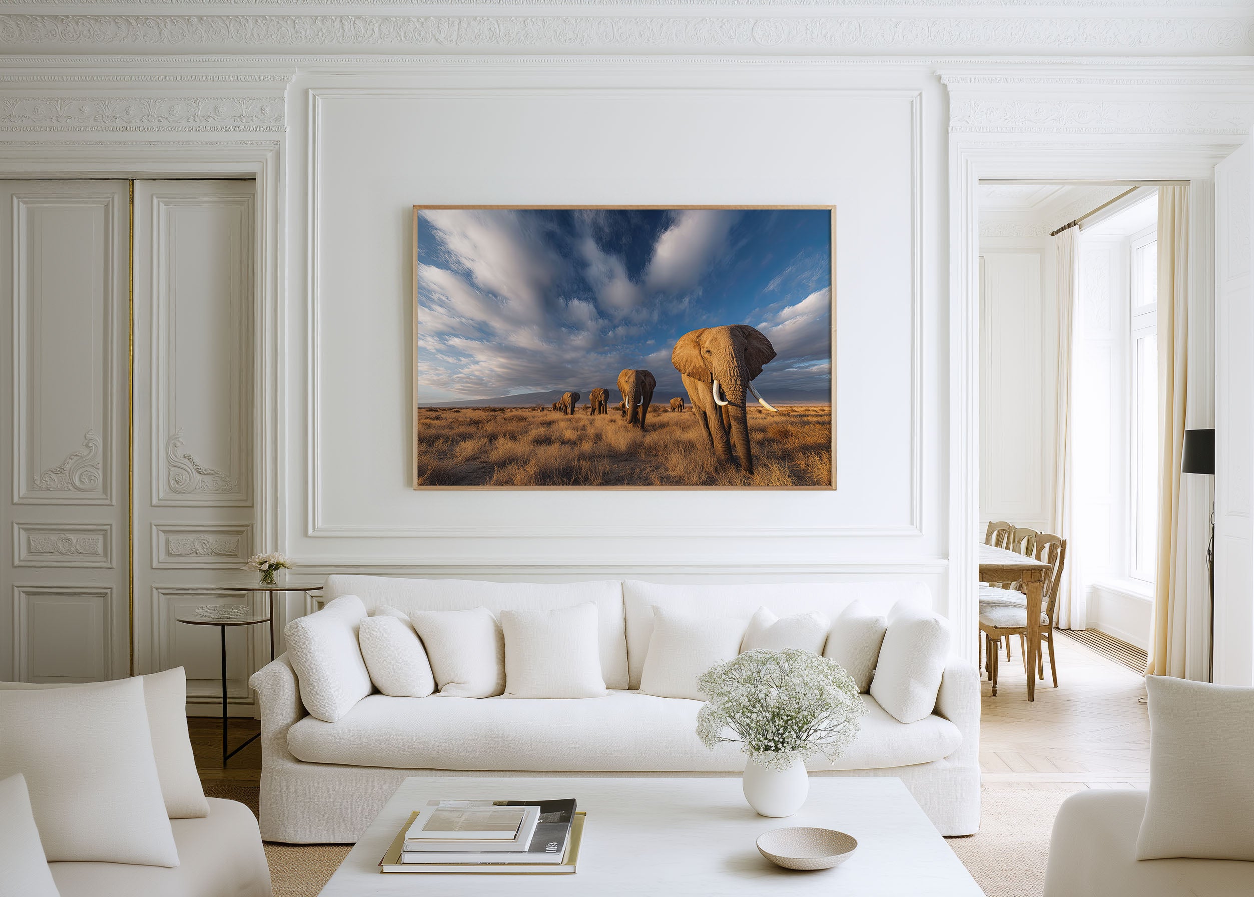 Golden Migration – Amboseli Elephant Herd Wall Art Print