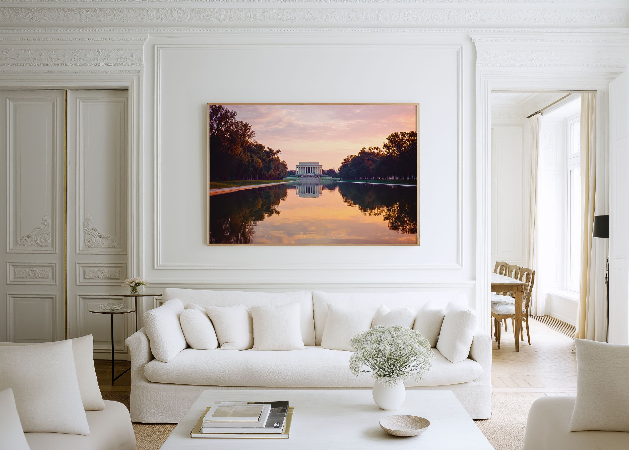 Golden Reflection – Lincoln Memorial Sunset Wall Art Print