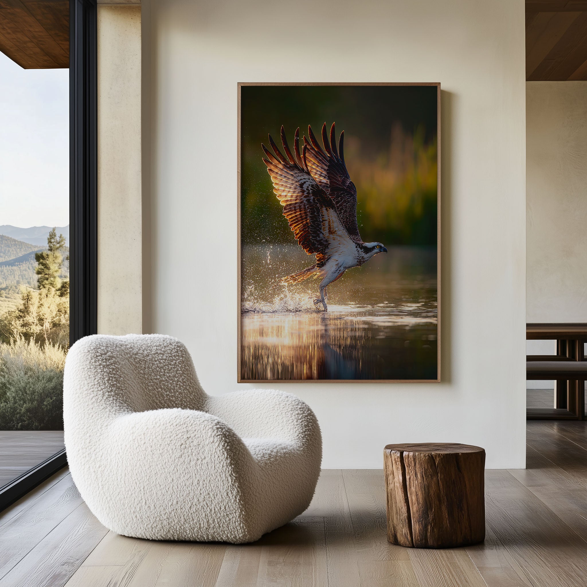 Golden Splash Bird Wall Art – Dynamic Wildlife Canvas Print, Action Nature Decor