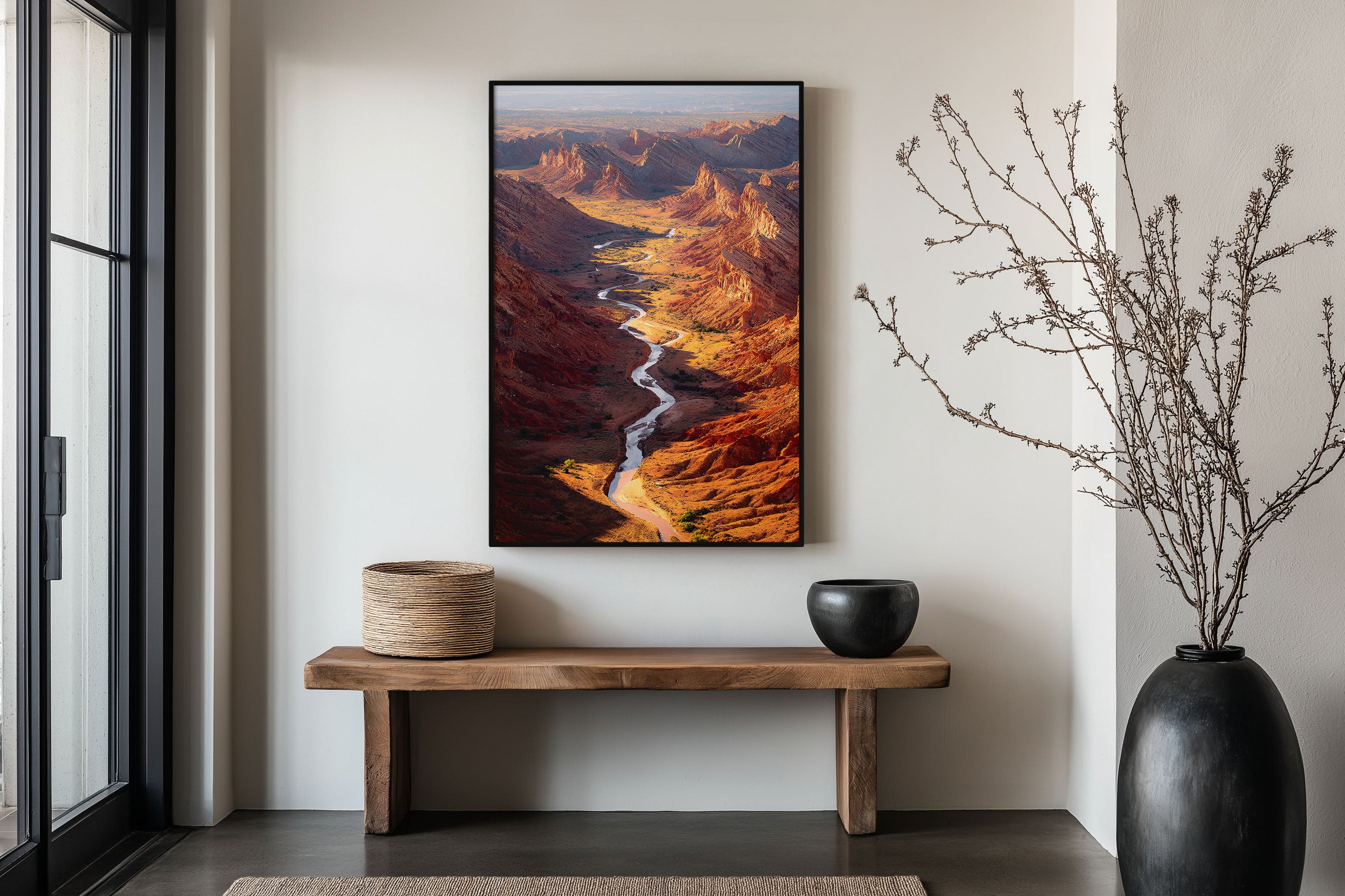 Utah Desert Canyon River Wall Art Print | American Southwest Aerial Red Rock Valley Photography | Capitol Reef Travel Poster | Western Home Decor