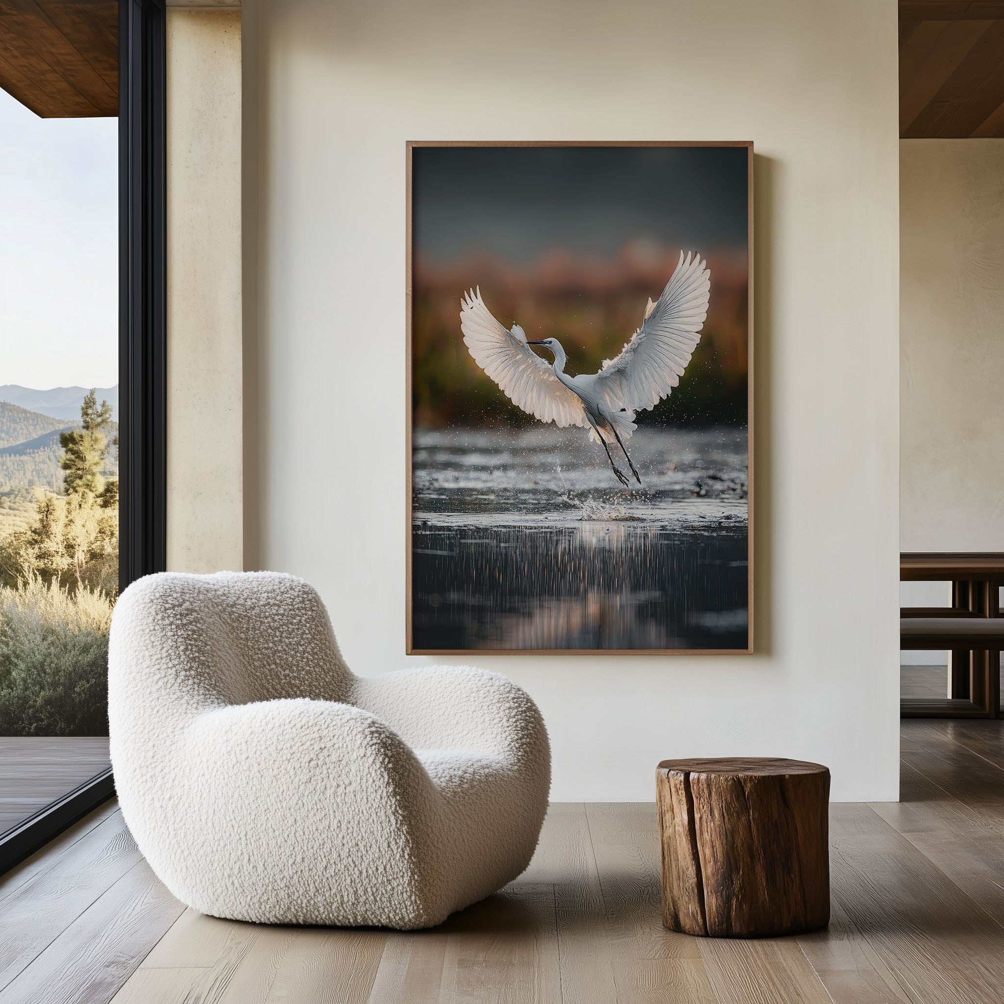 Graceful White Wings Wall Art – Elegant Bird Canvas Print, Serenity Nature Decor