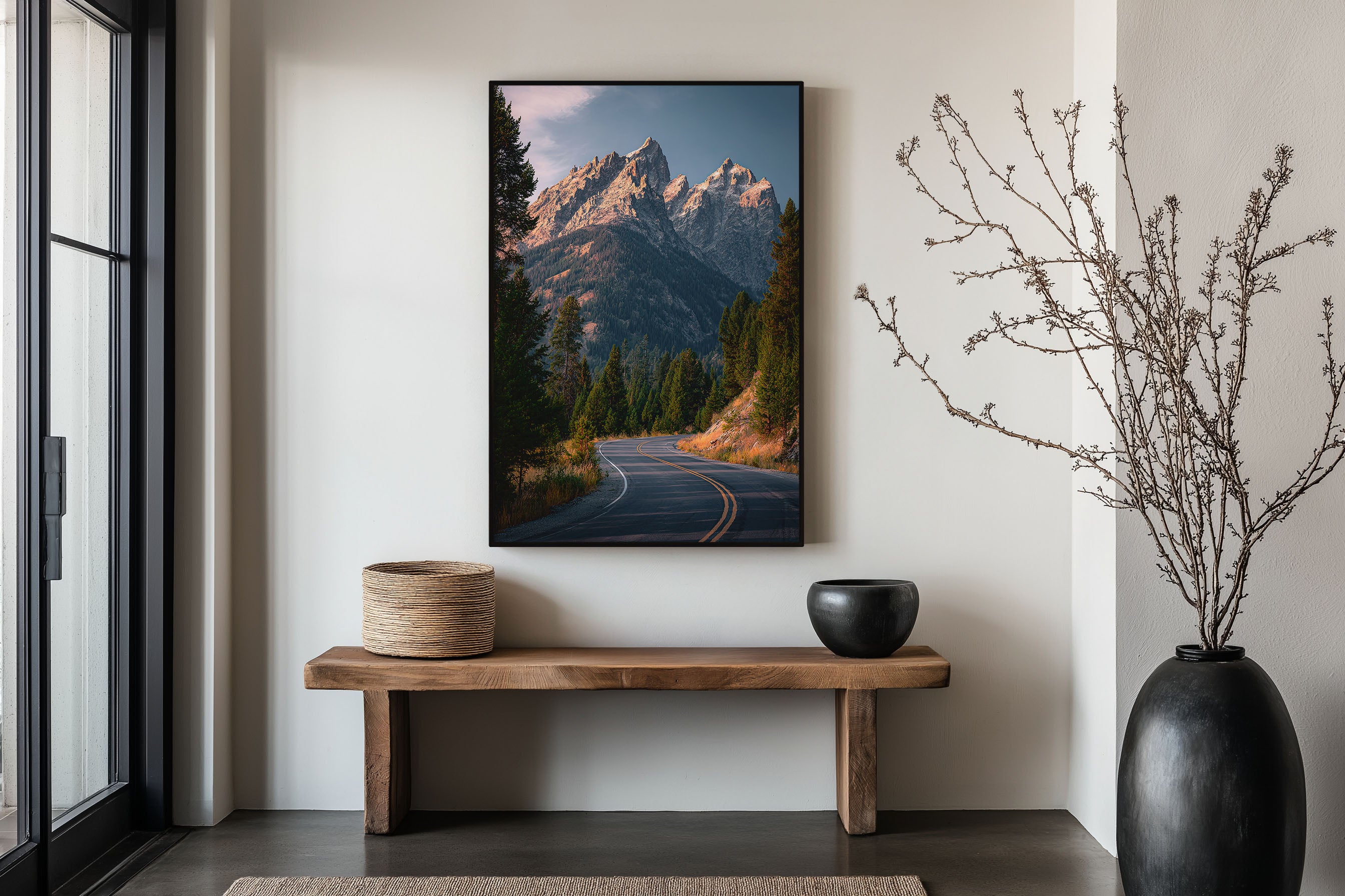 Grand Teton National Park Road Print | Wyoming Mountain Highway Wall Art | Teton Range Pine Forest Landscape Photography Poster