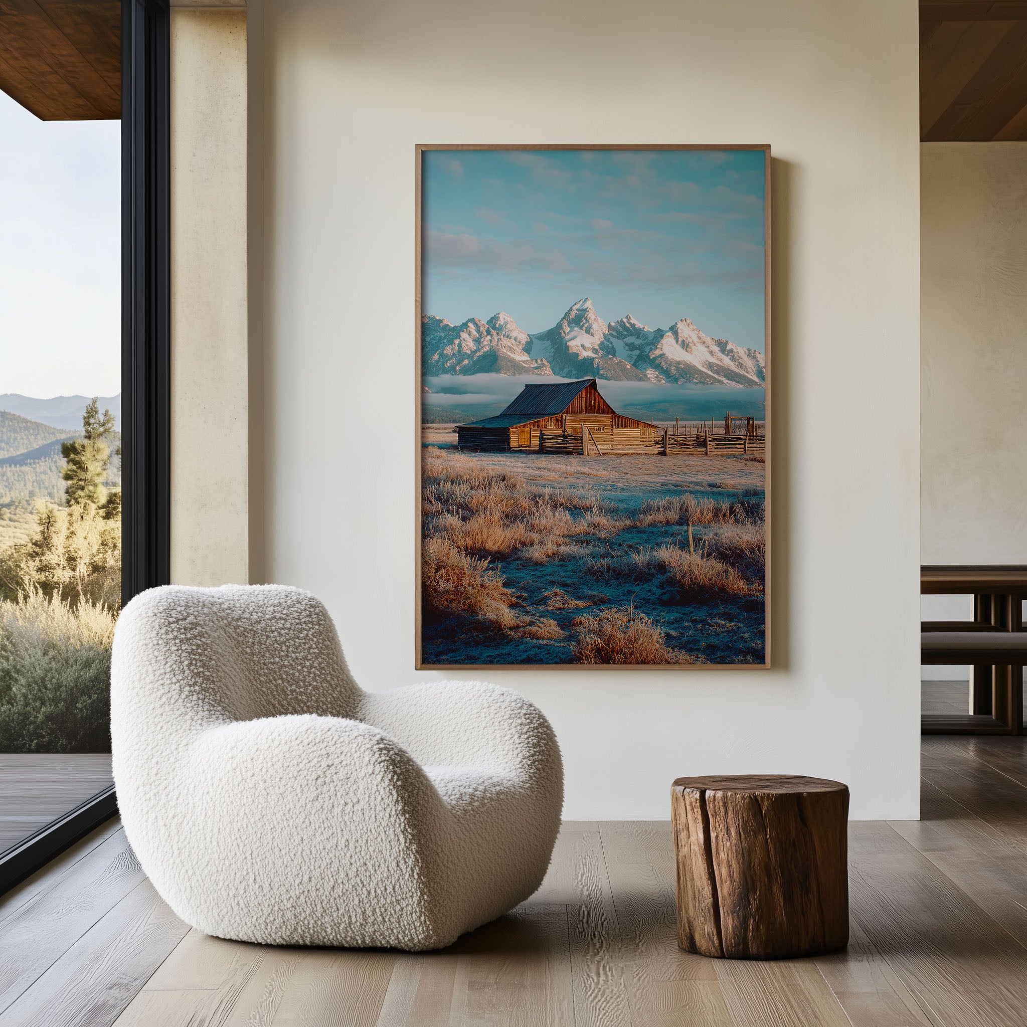 Grand Teton Barn Wall Art Print | Rustic Mountain Landscape Canvas