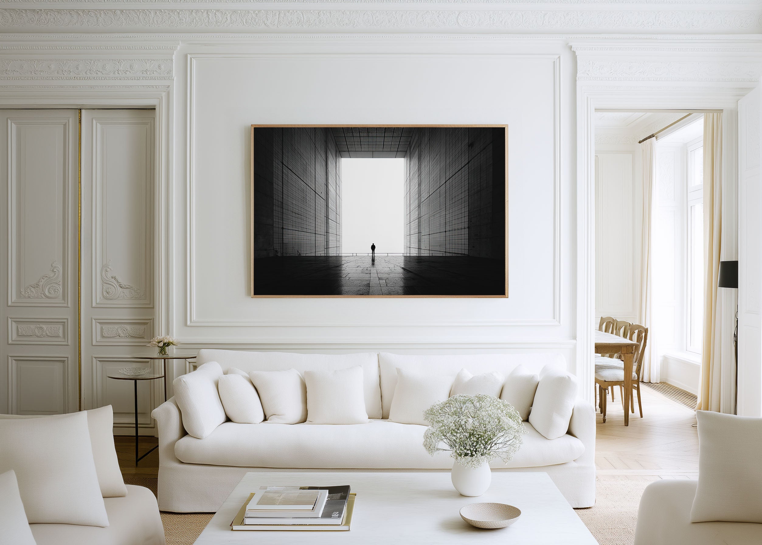Grande Arche de la Défense Paris Print | Black and White Architecture Wall Art | Minimalist Paris Photography