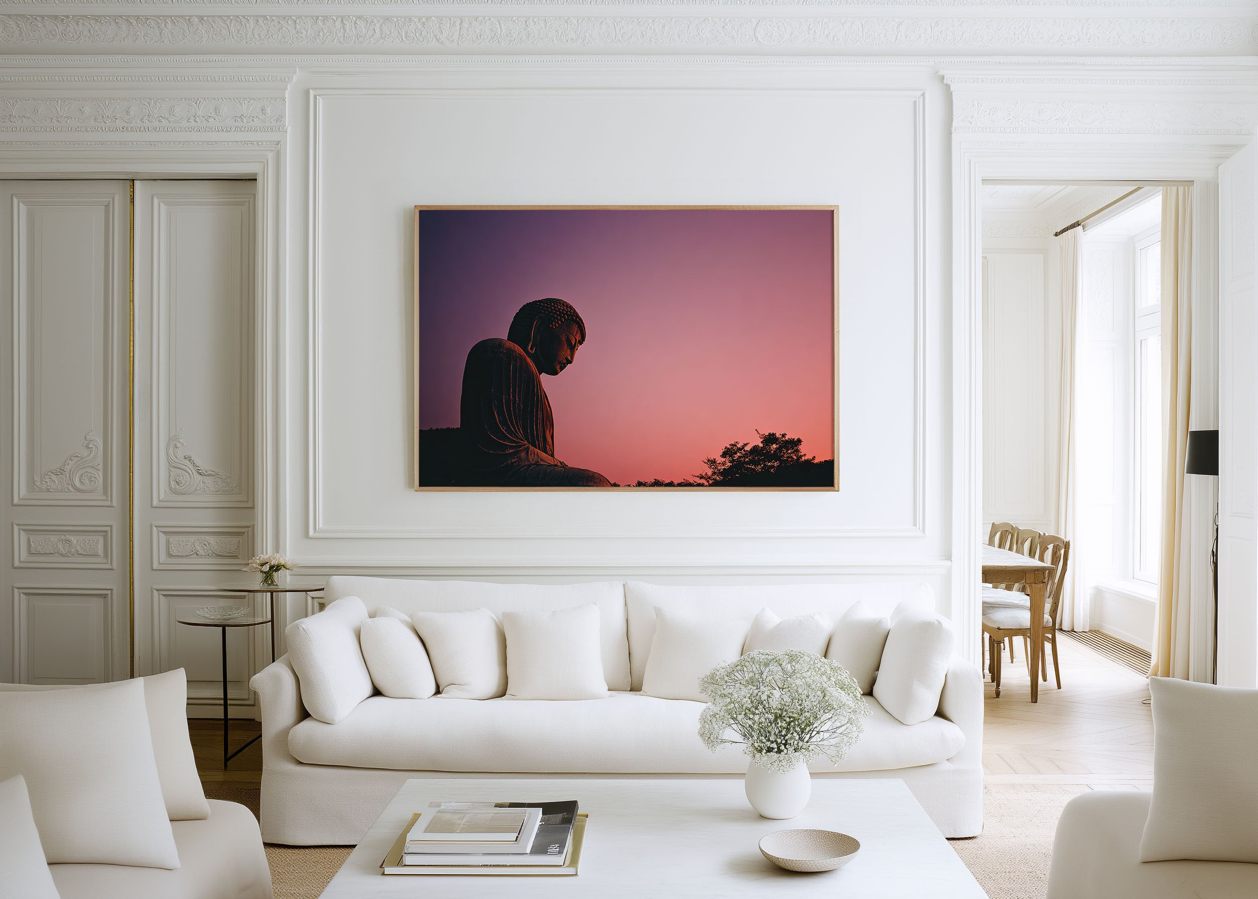 Great Buddha Kamakura Japan Wall Art Print, Zen Temple Buddha Sunset Landscape