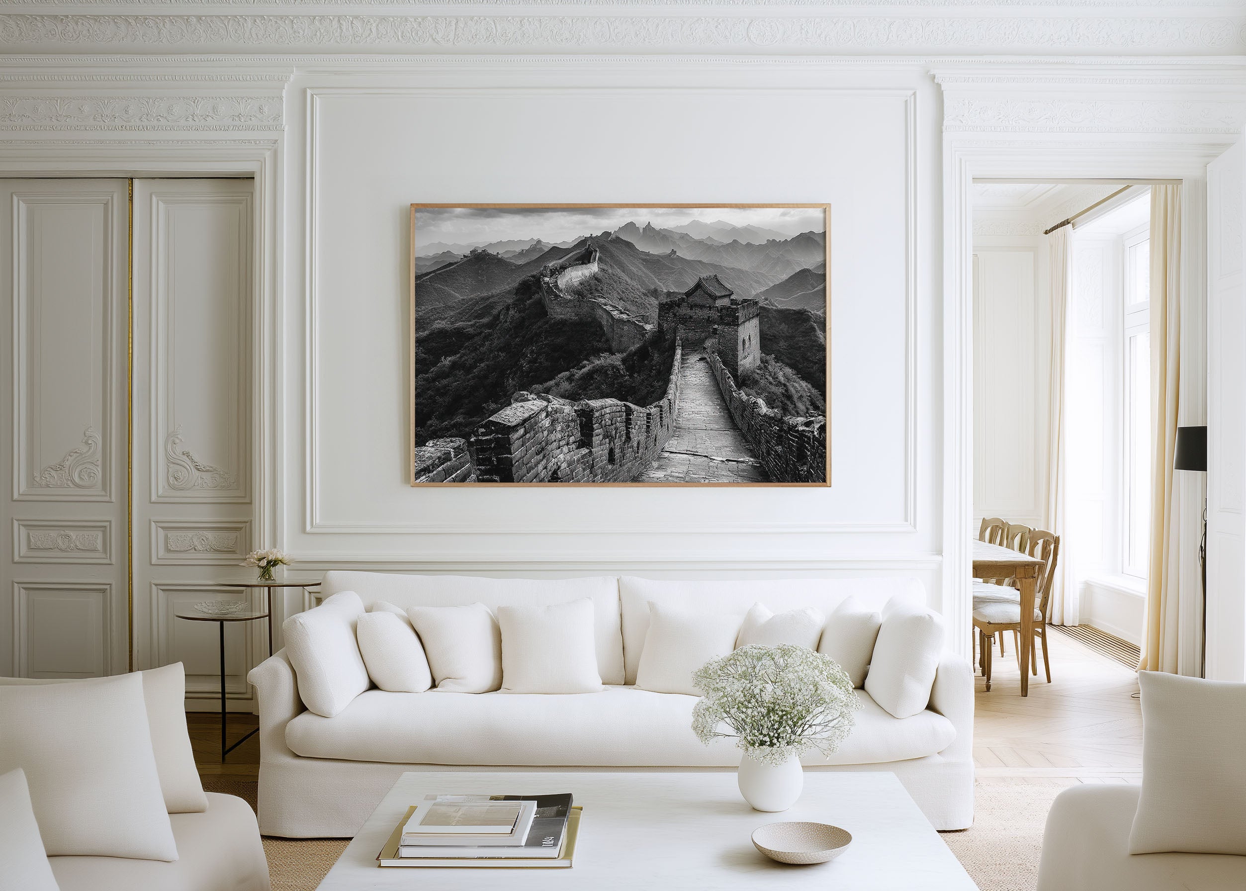 Great Wall of China Black & White Wall Art Print