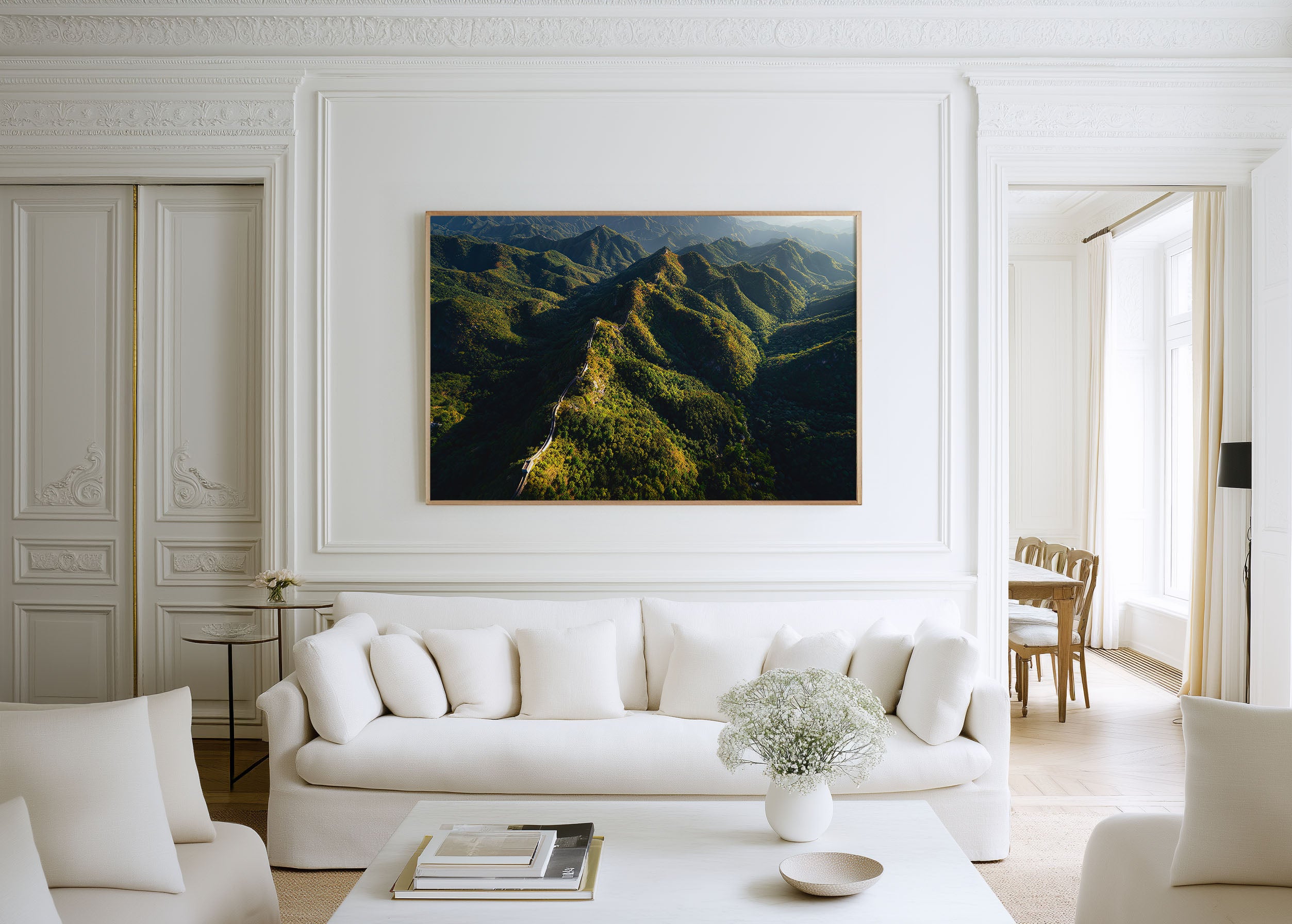 Great Wall of China Print | Aerial Chinese Mountain Landmark Photography Wall Art