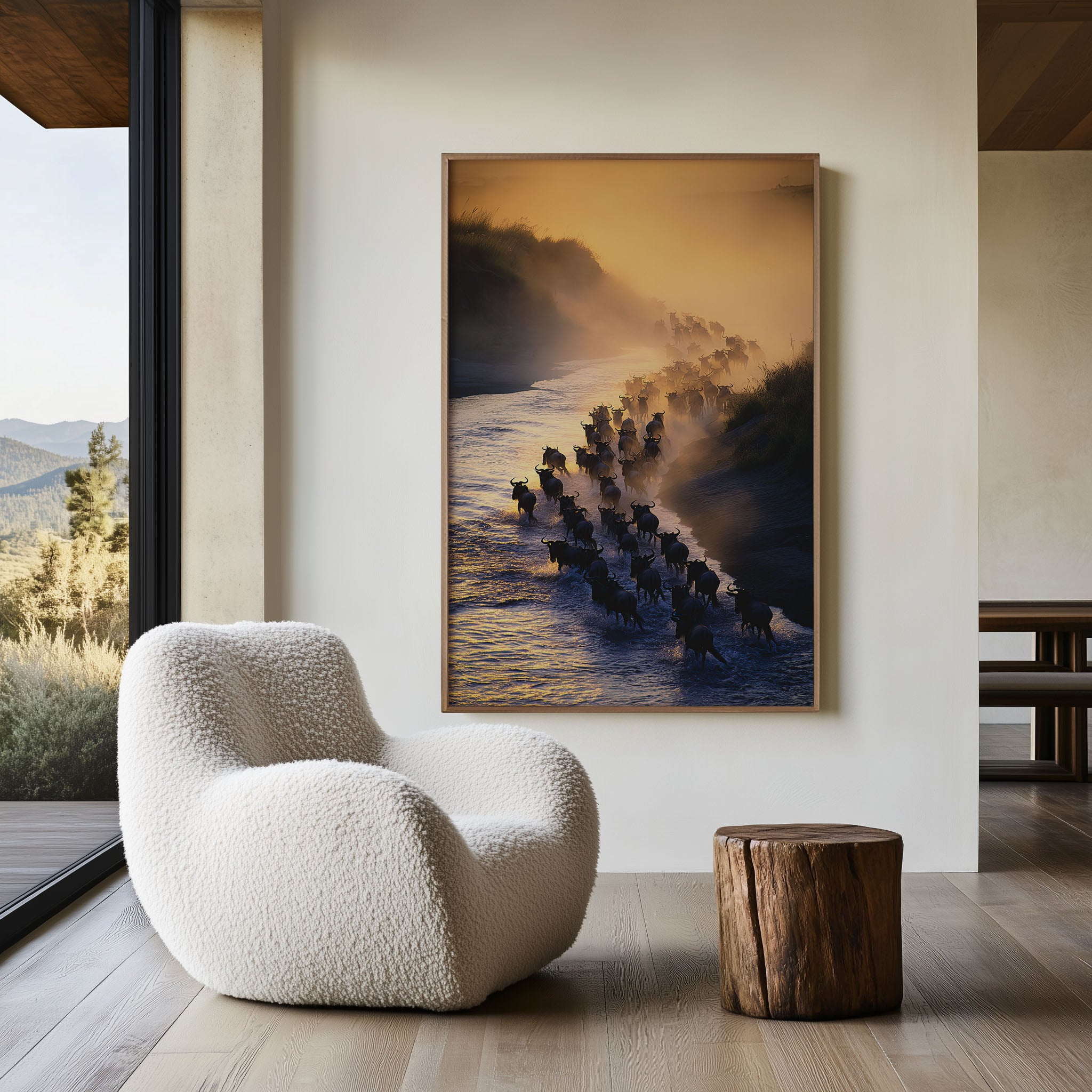 Great Wildebeest Migration Wall Art – African Safari Landscape Print