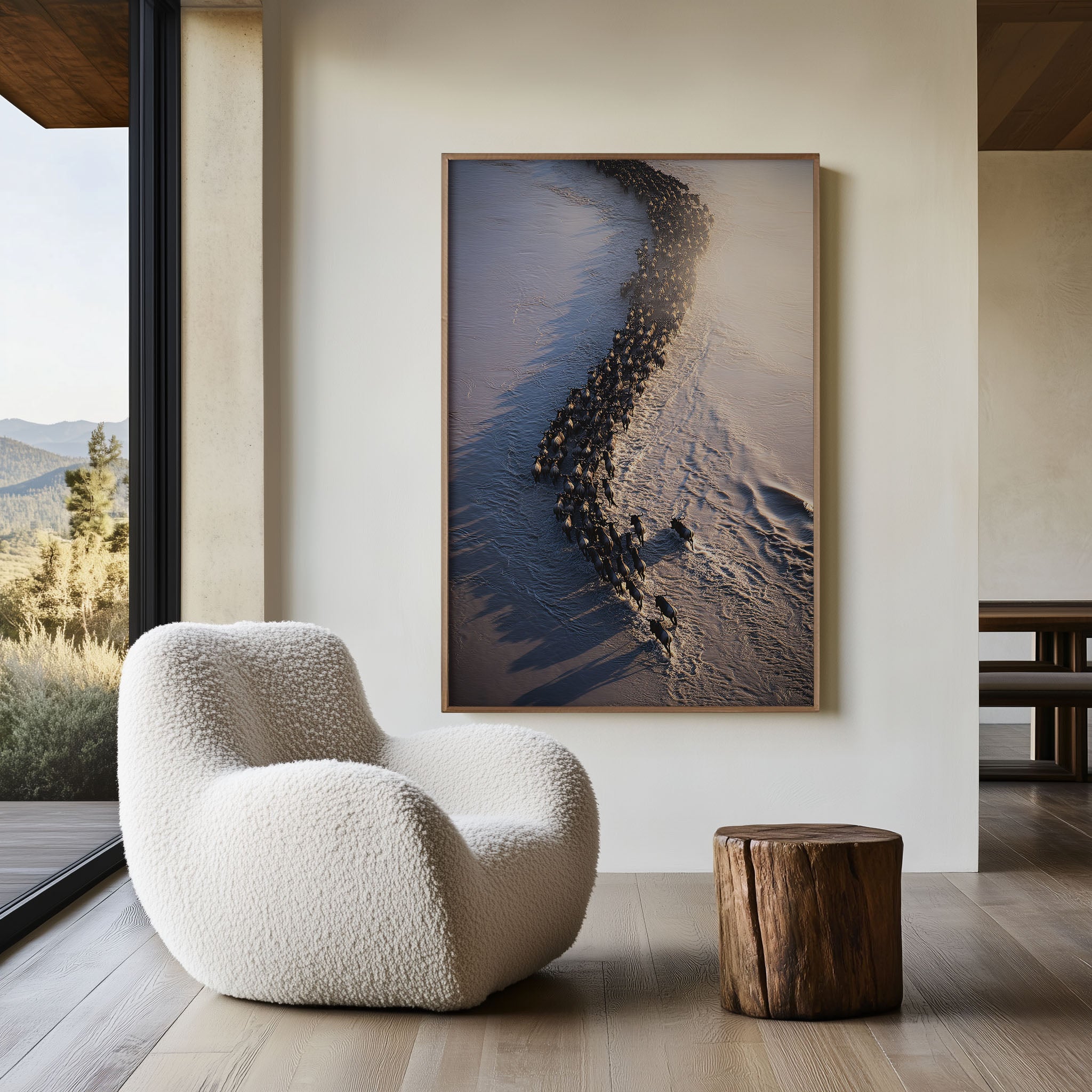 Wildebeest Migration Wall Art – African Safari Aerial Print