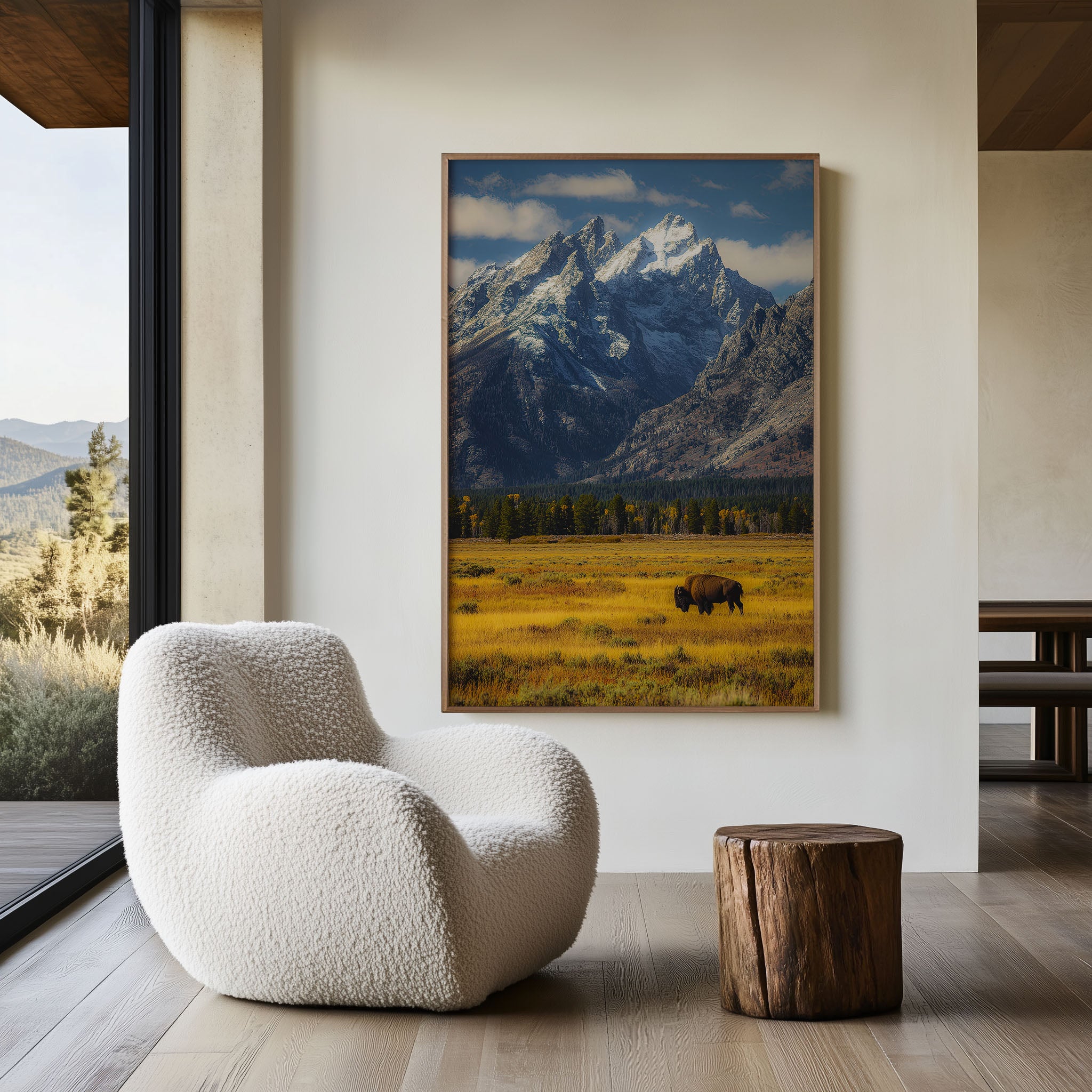 Grand Teton Bison Wall Art Print | Lone Bison Wyoming Photography | National Park Landscape Poster | American West Wildlife Print | Nature Home Decor