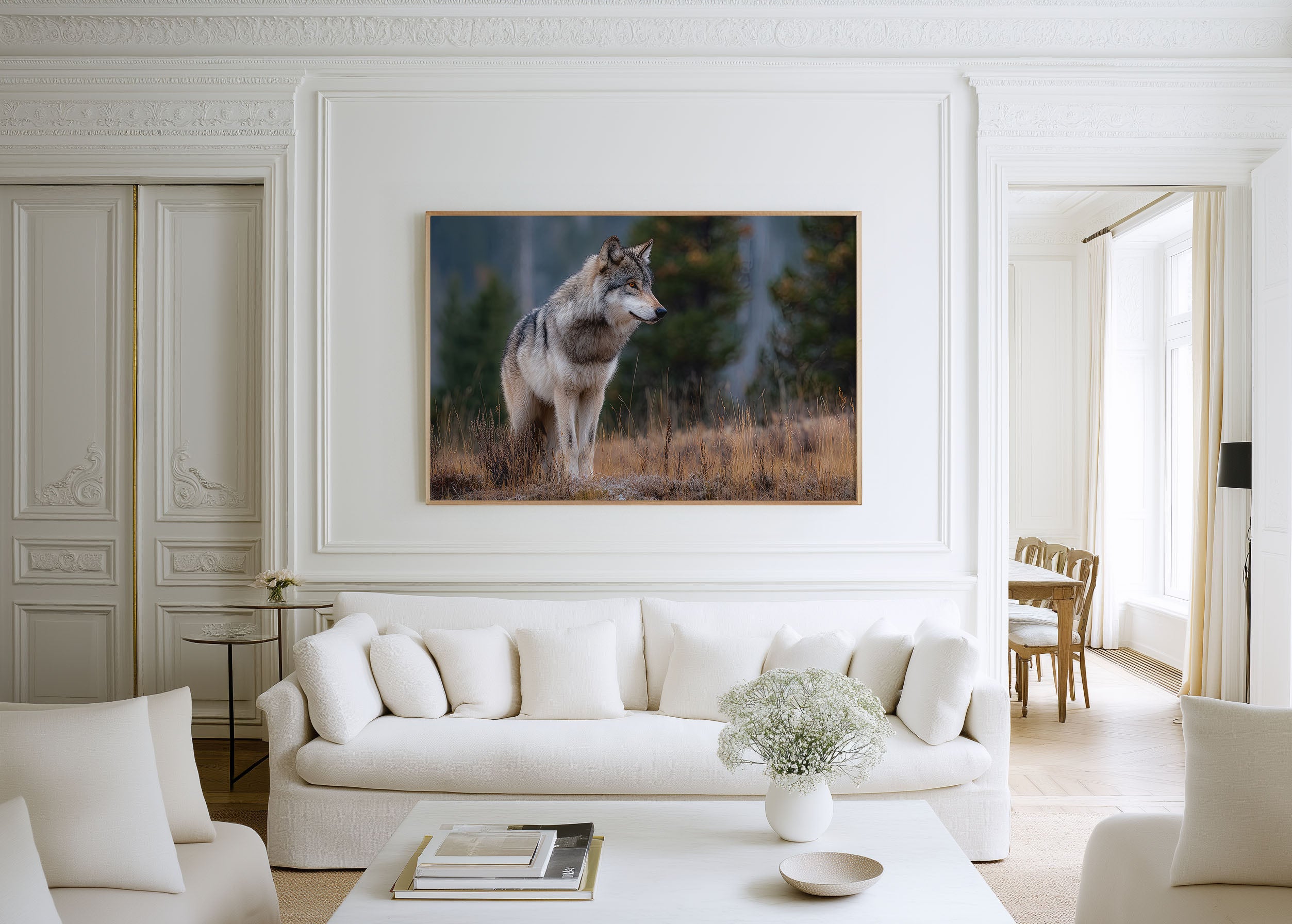 Grey Wolf Wall Art Print – Forest Wildlife Canvas