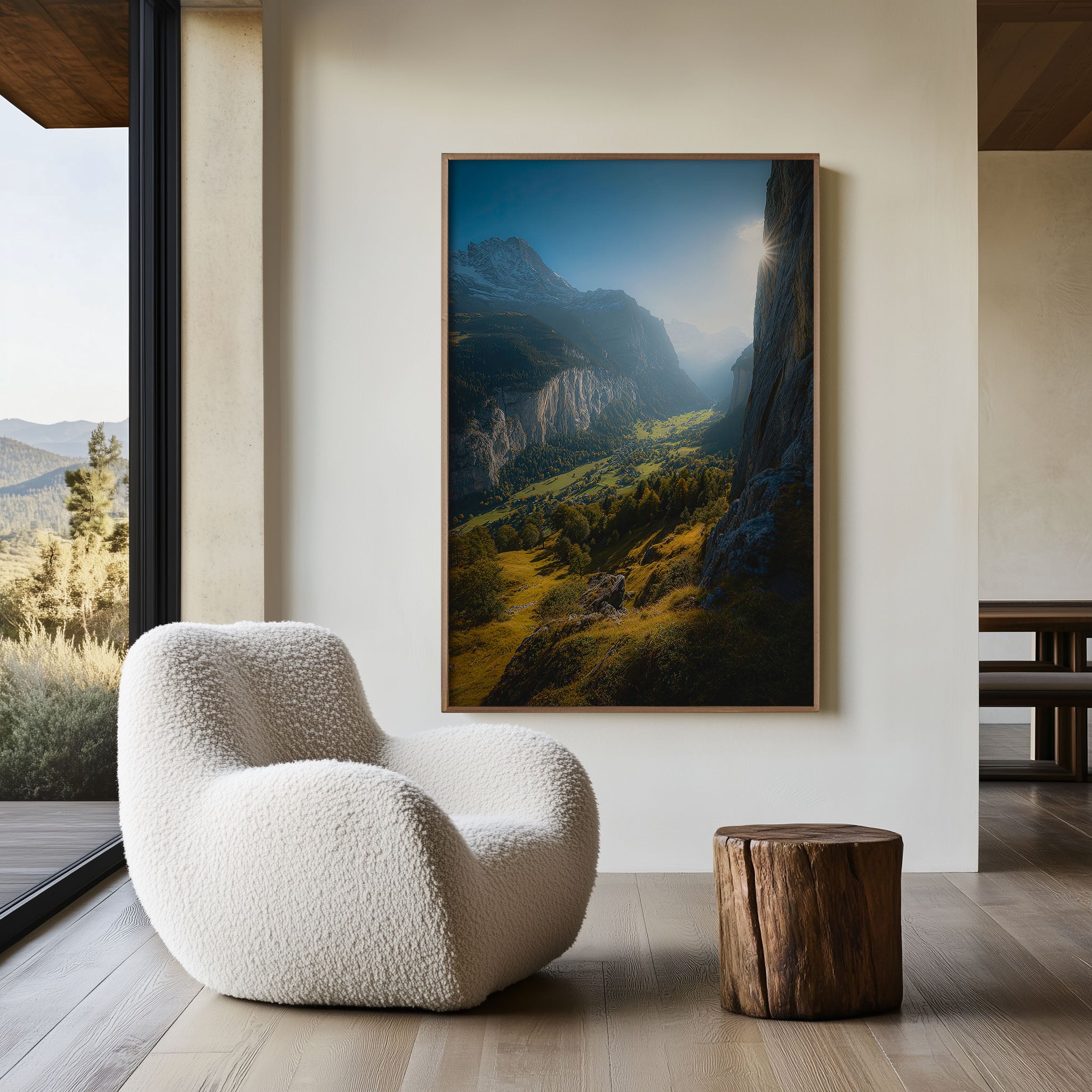 Lauterbrunnen Valley Swiss Alps Autumn Wall Art | Grindelwald Golden Light Cliff Landscape Print | Switzerland Travel Photography